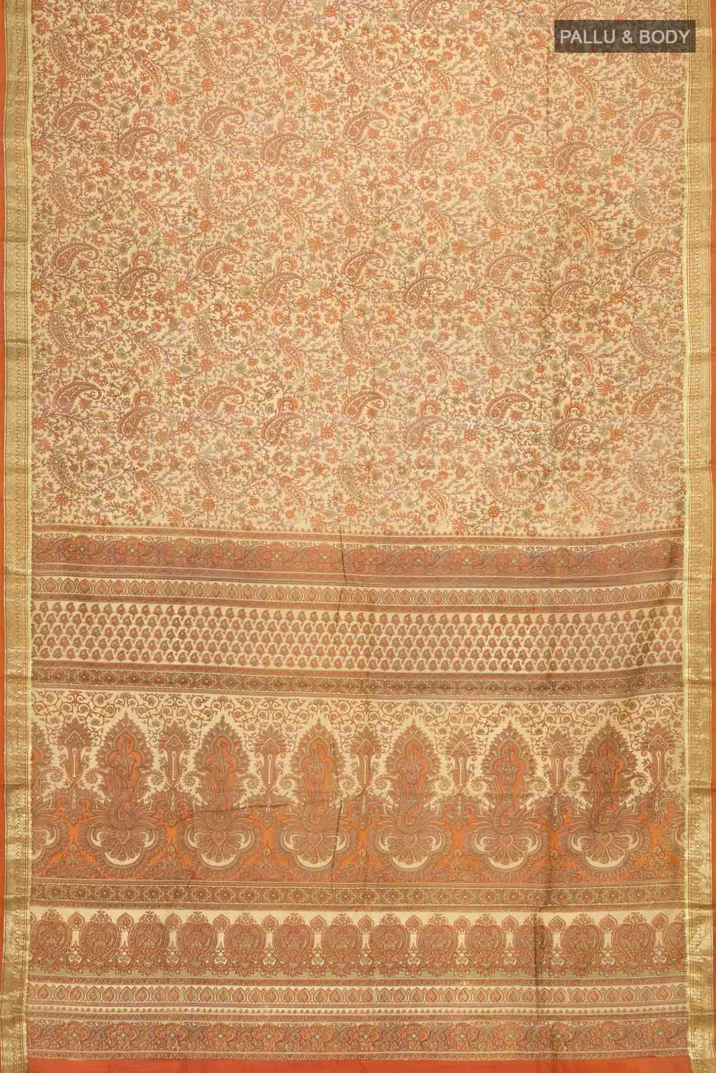 Brown Printed Silk Saree - Image 2