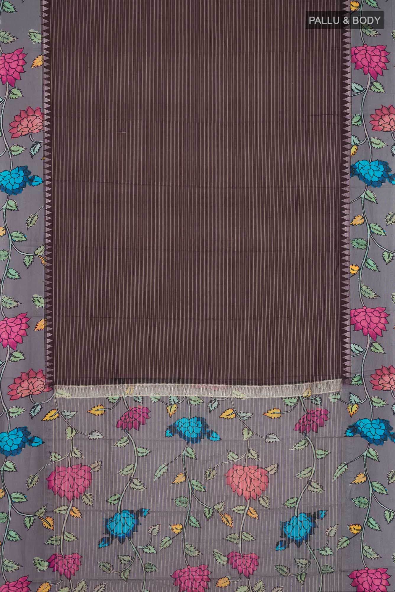 Brown Printed Silk Saree - Image 4