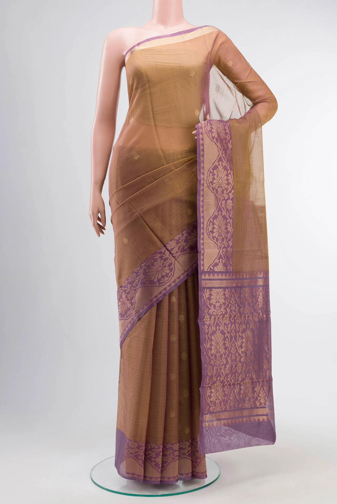 Brown Silk Cotton Saree