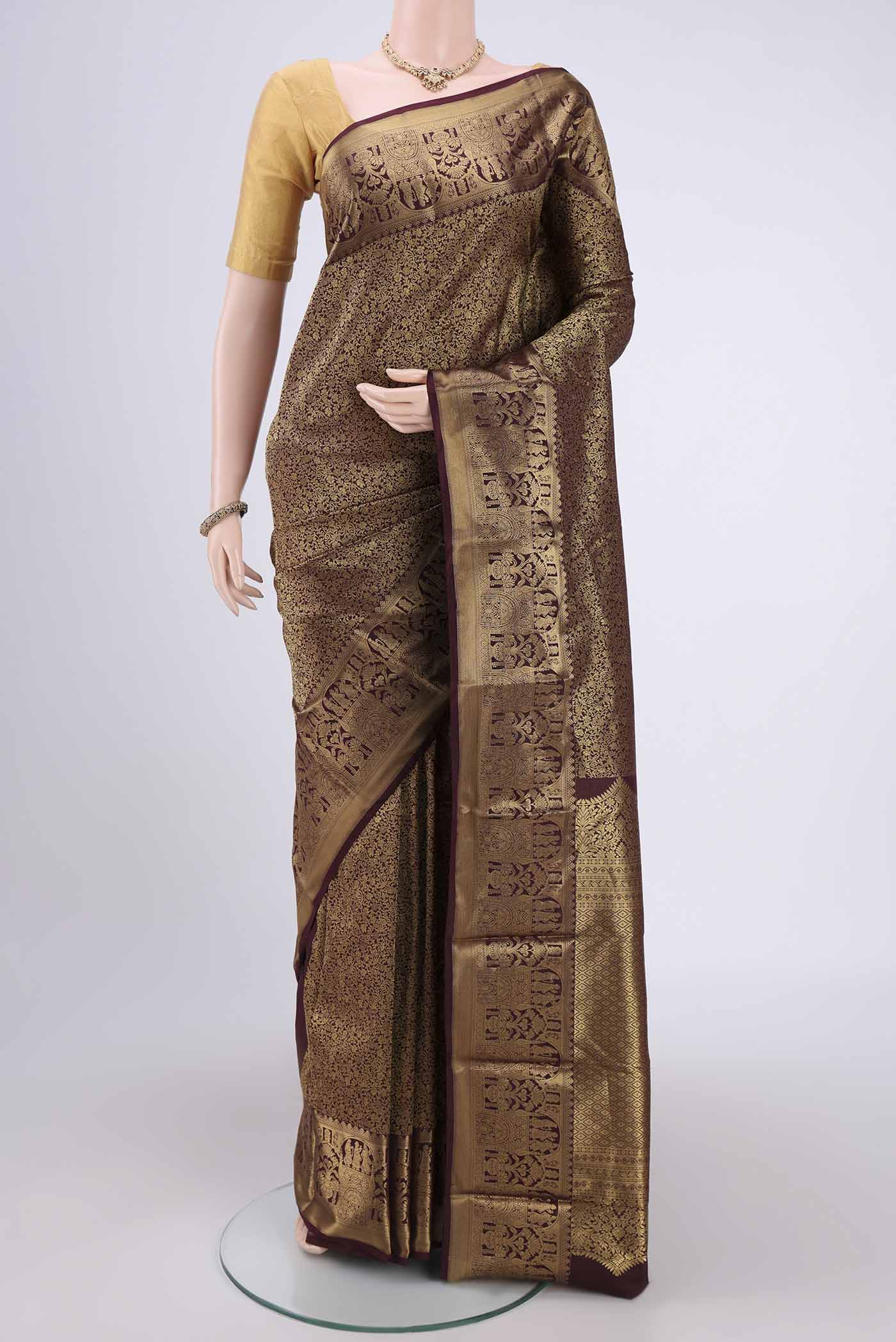 Brown Bangalore Silk Saree