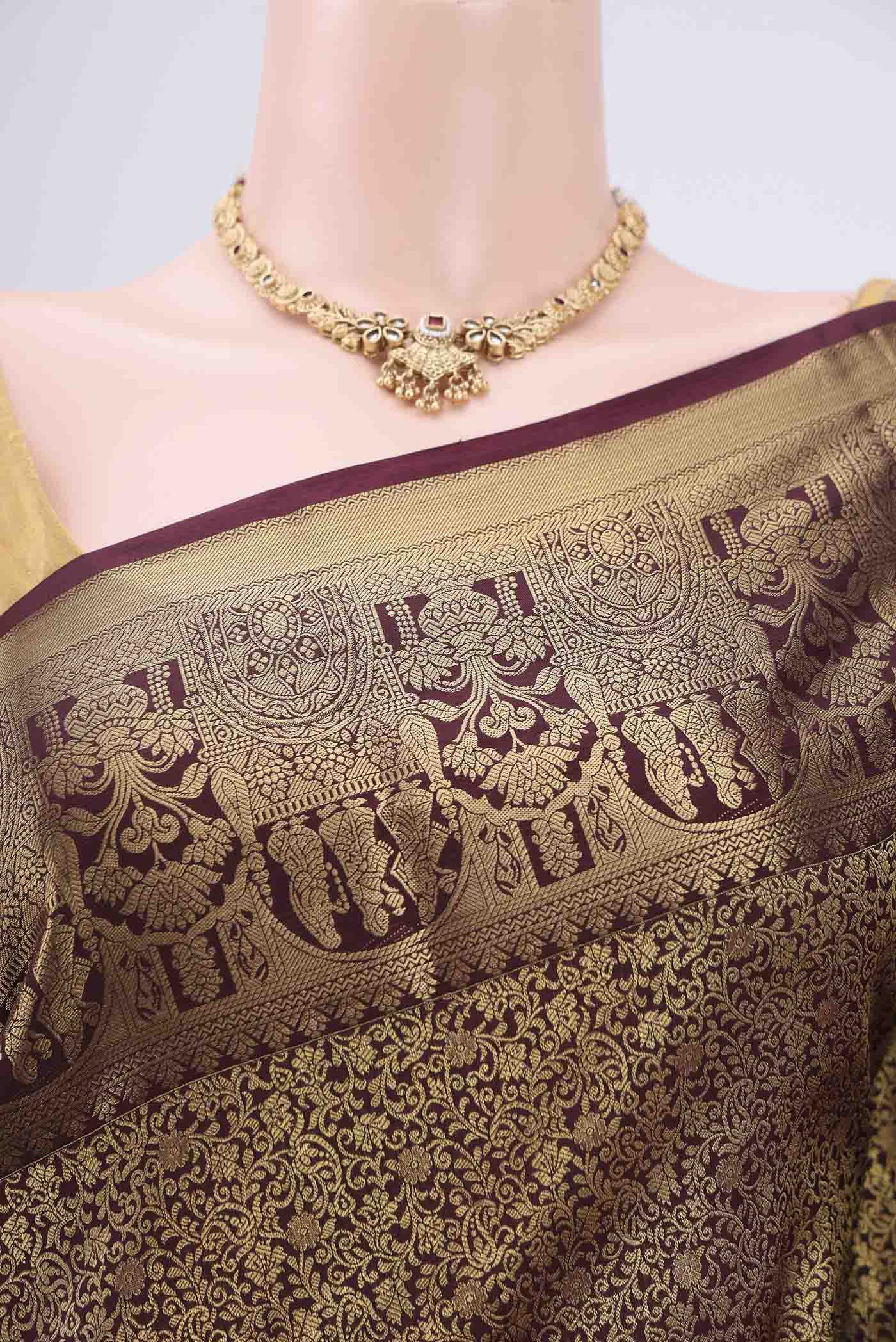 Brown Bangalore Silk Saree - Image 2