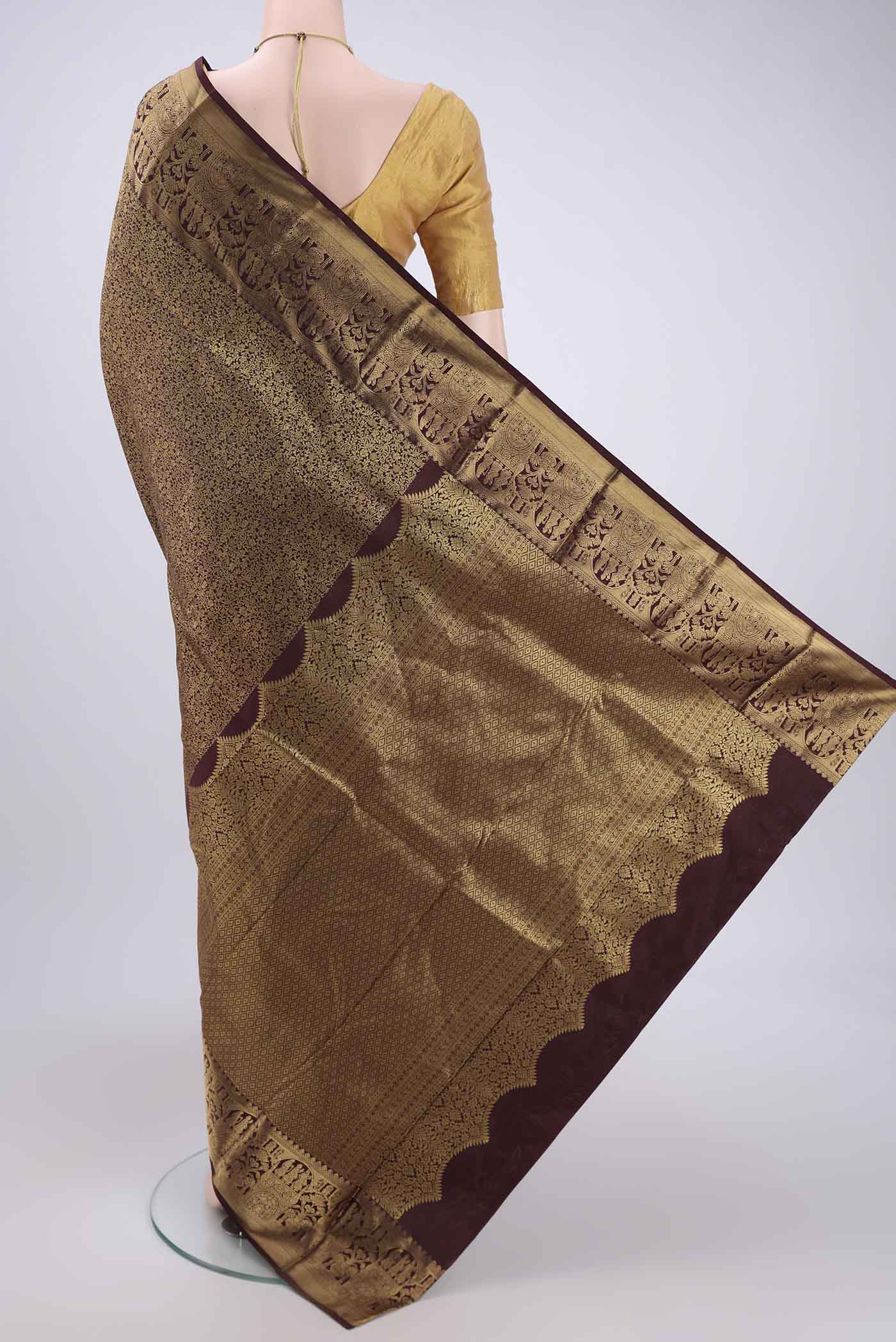 Brown Bangalore Silk Saree - Image 3