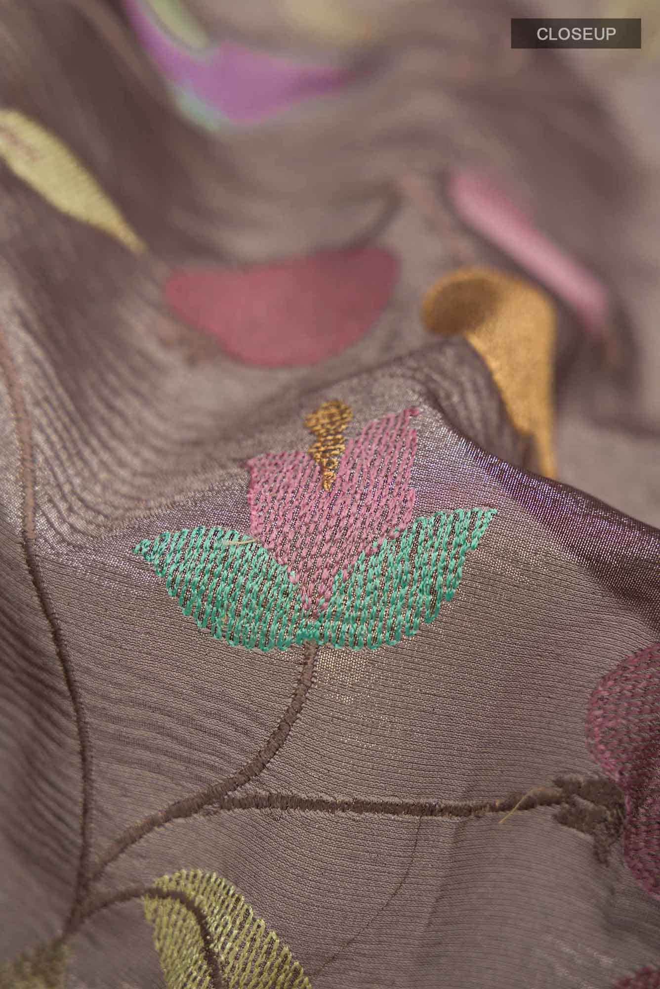 Brown Tissue Silk Saree - Image 2