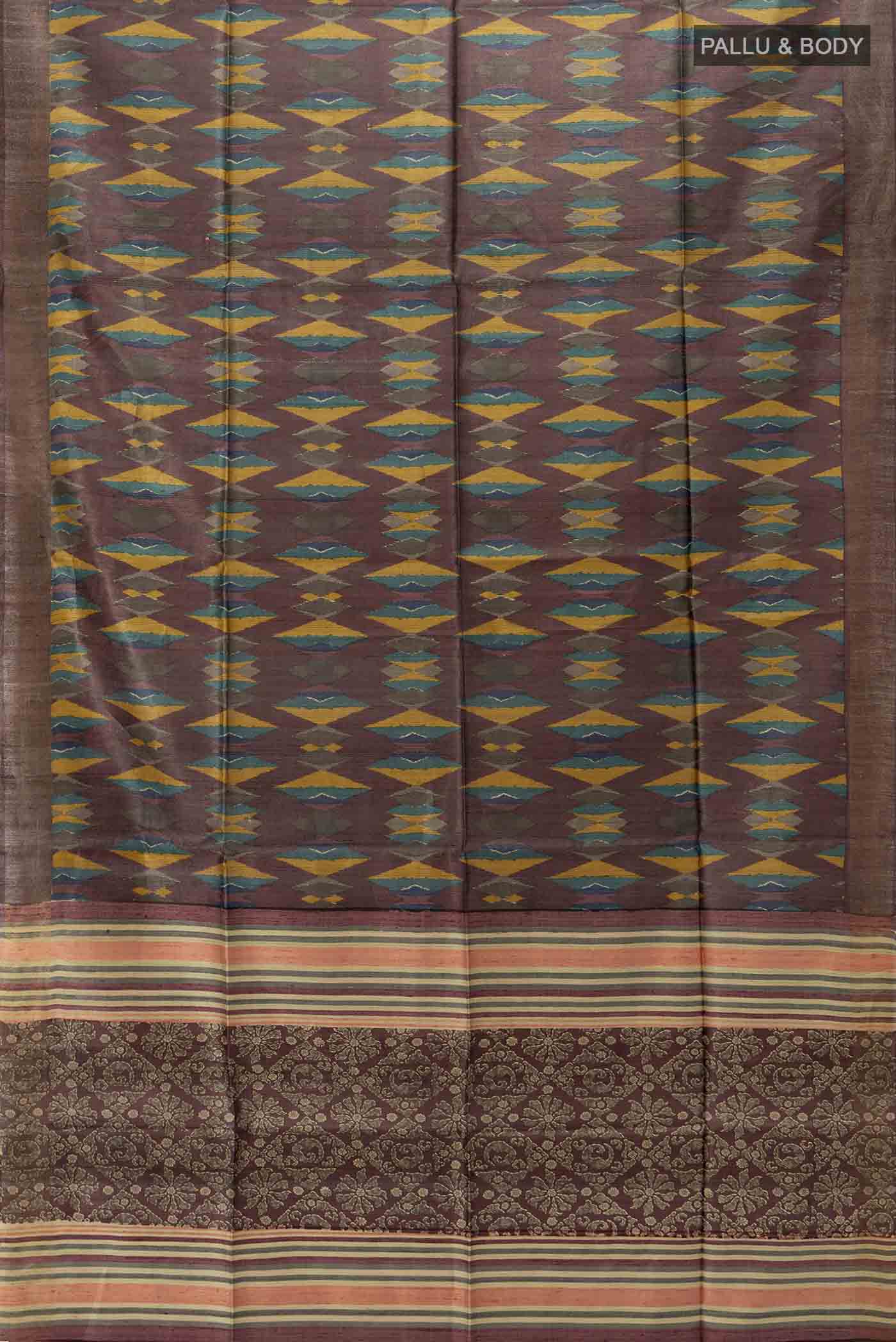 Brown Tussar Silk Saree - Image 5