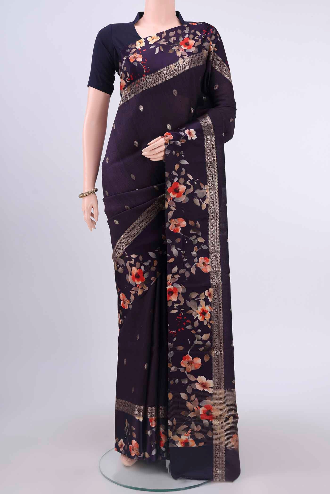 Brown Tussar Silk Saree