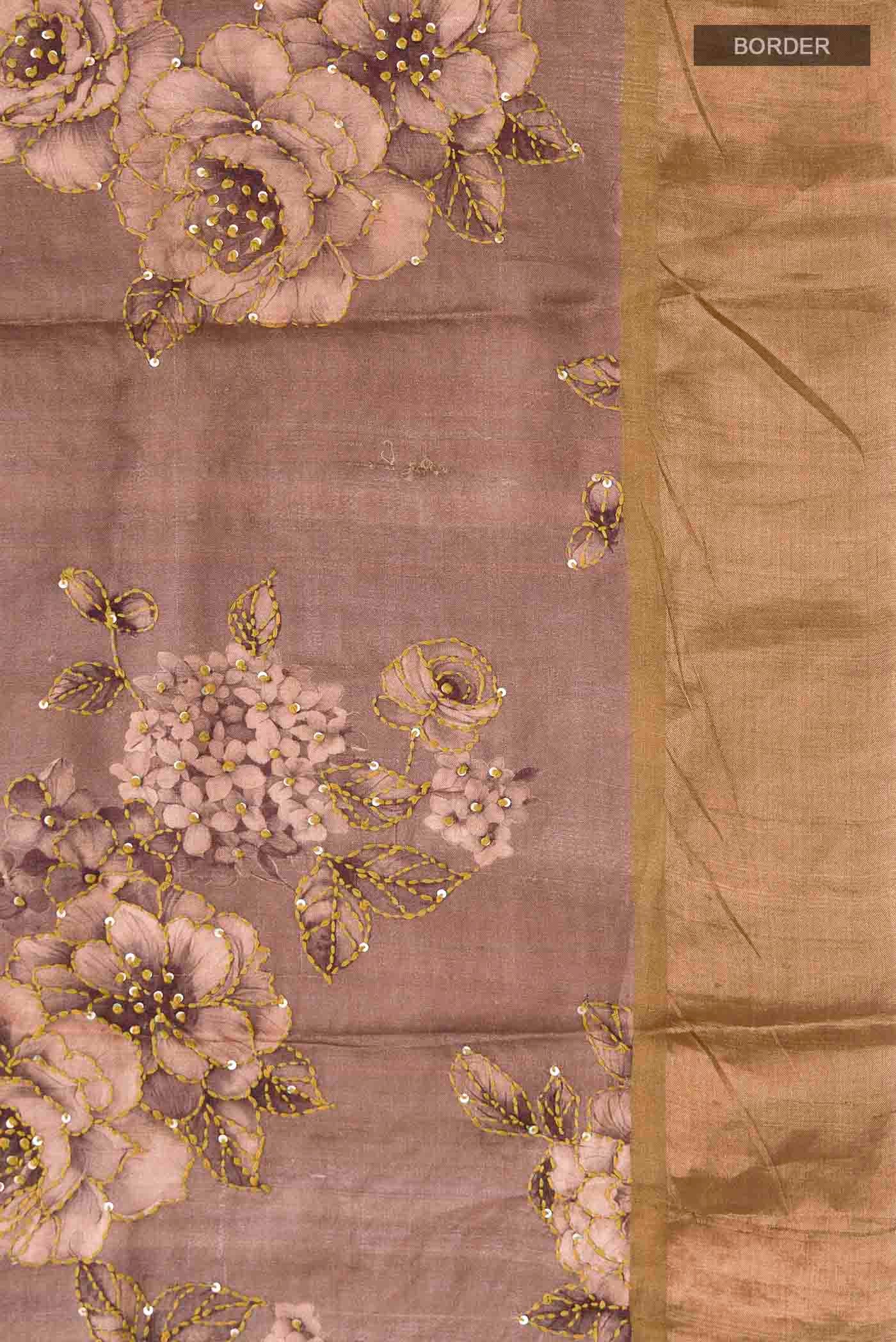 Brown Tussar Silk Saree - Image 3