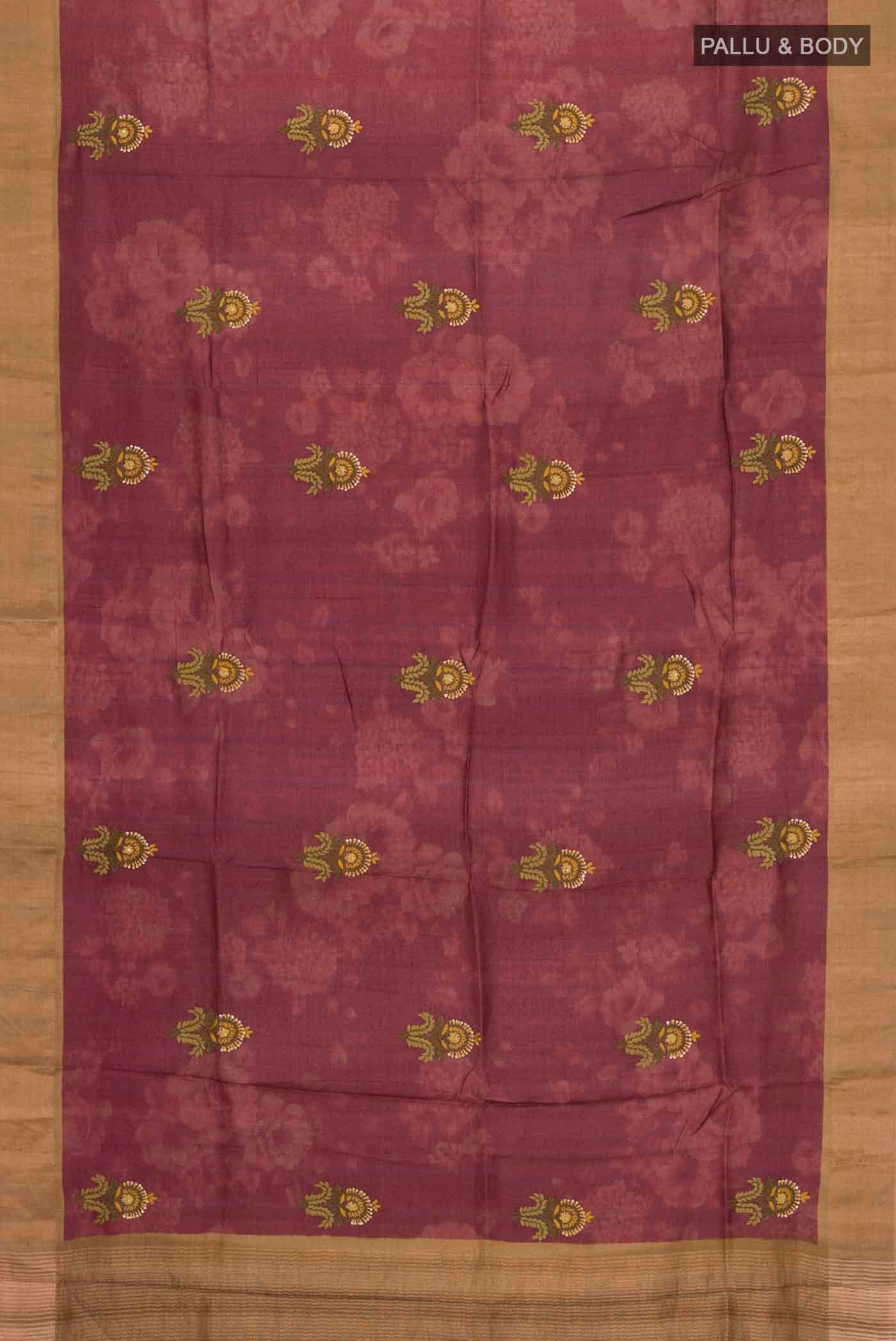 Brown Tussar Silk Saree - Image 6