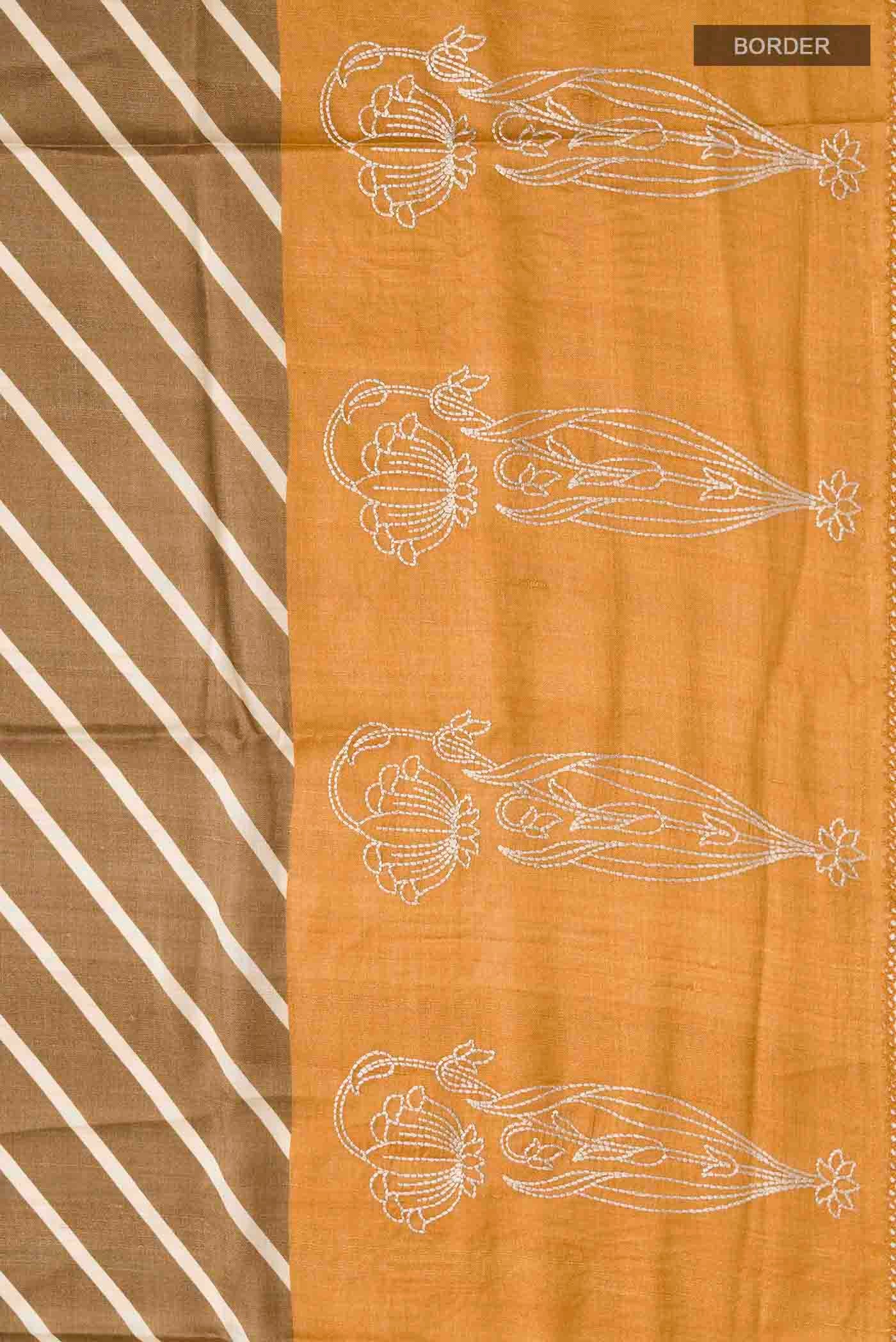 Brown Tussar Silk Saree - Image 3