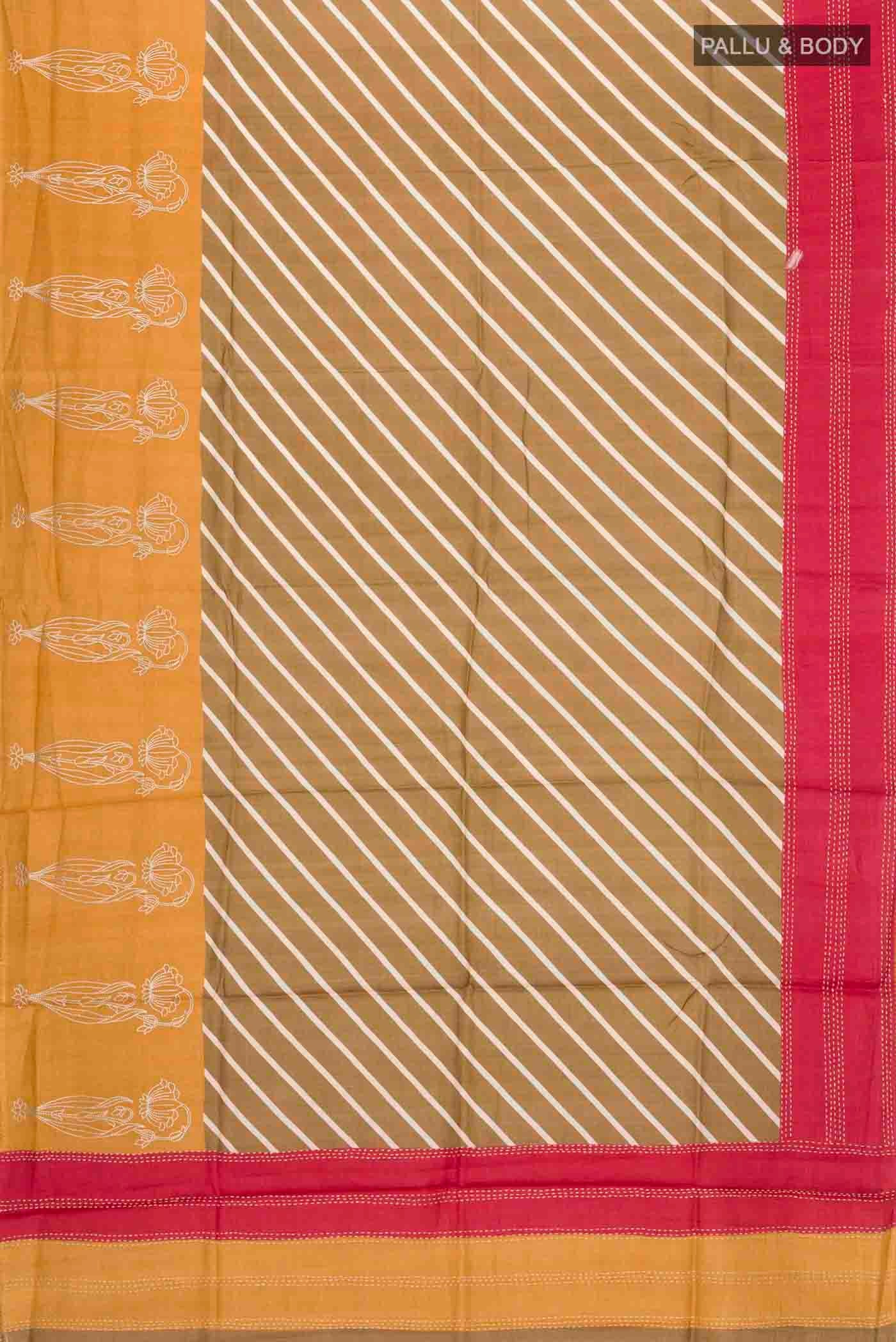 Brown Tussar Silk Saree - Image 5