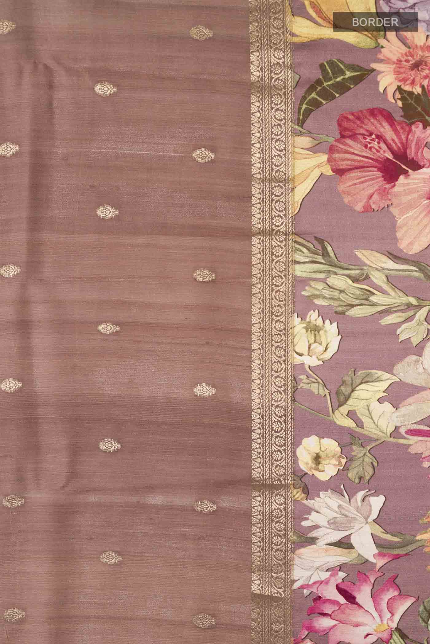 Brown Tussar Silk Saree - Image 3