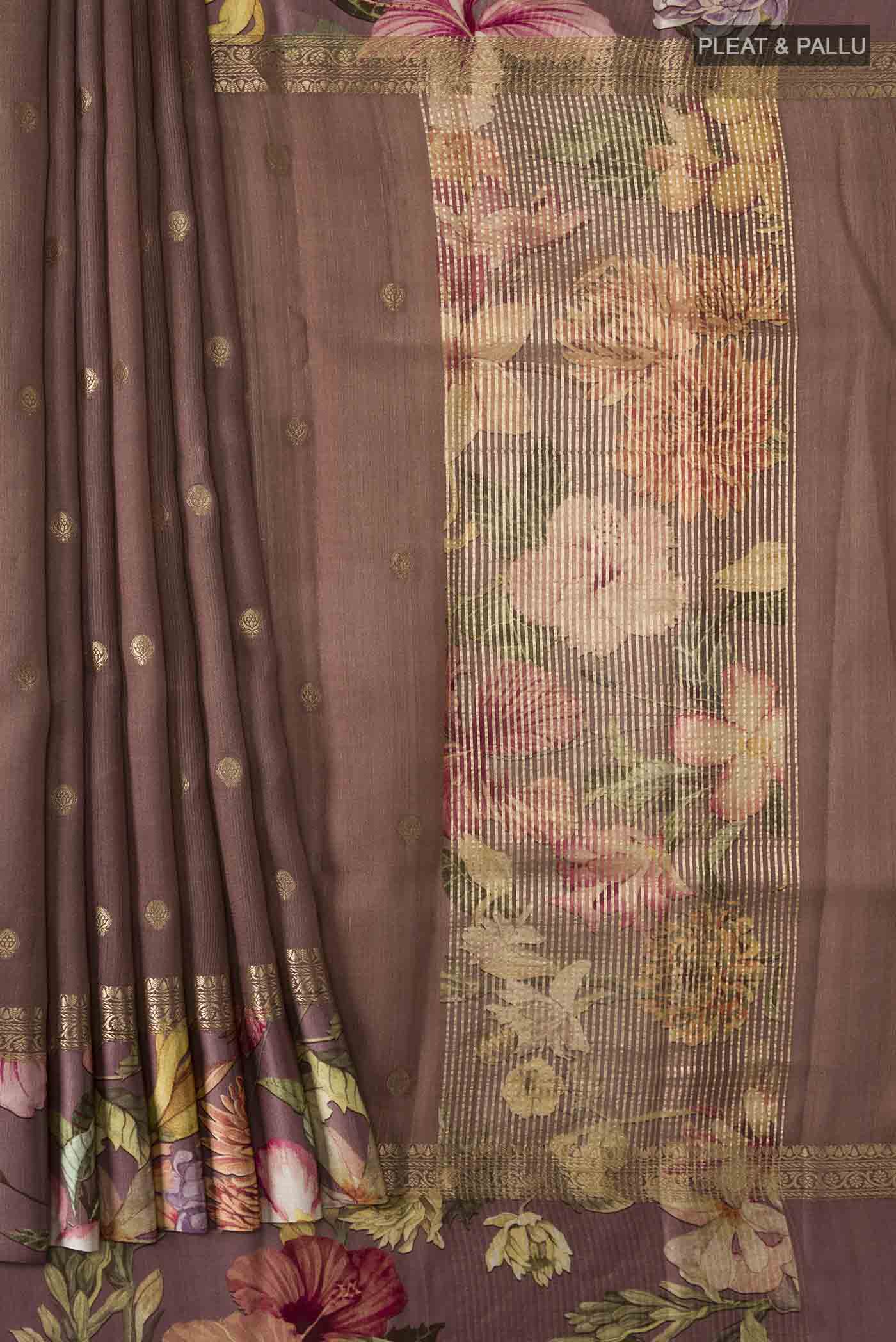 Brown Tussar Silk Saree - Image 4