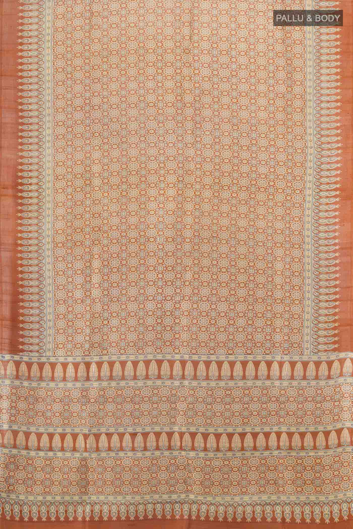 Brown Printed Silk Saree - Image 5
