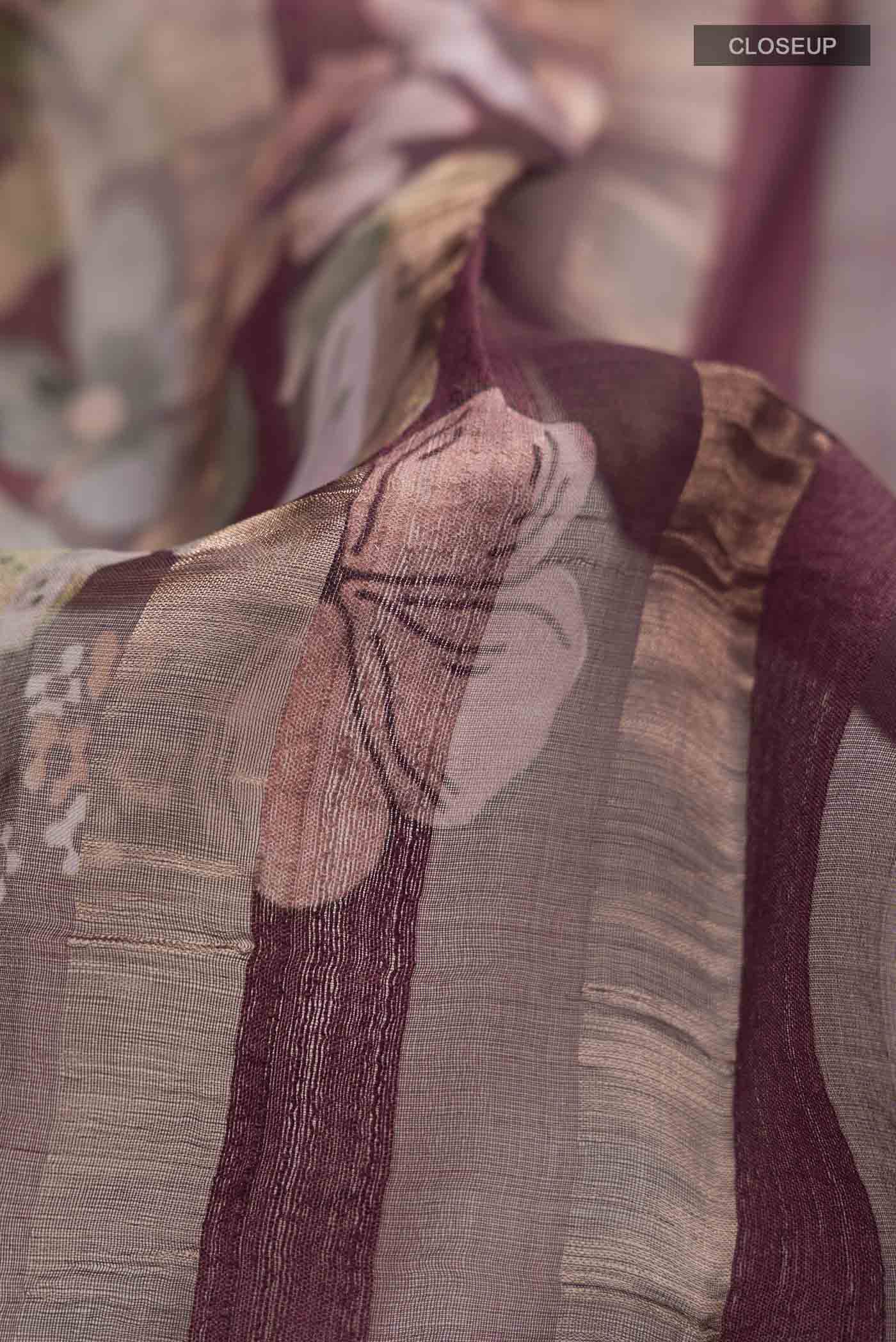 Brown Tussar Silk Saree - Image 2