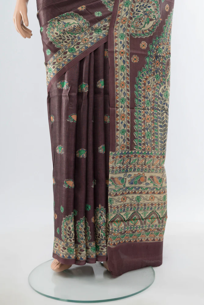 Brown Tussar Silk Saree - Image 3