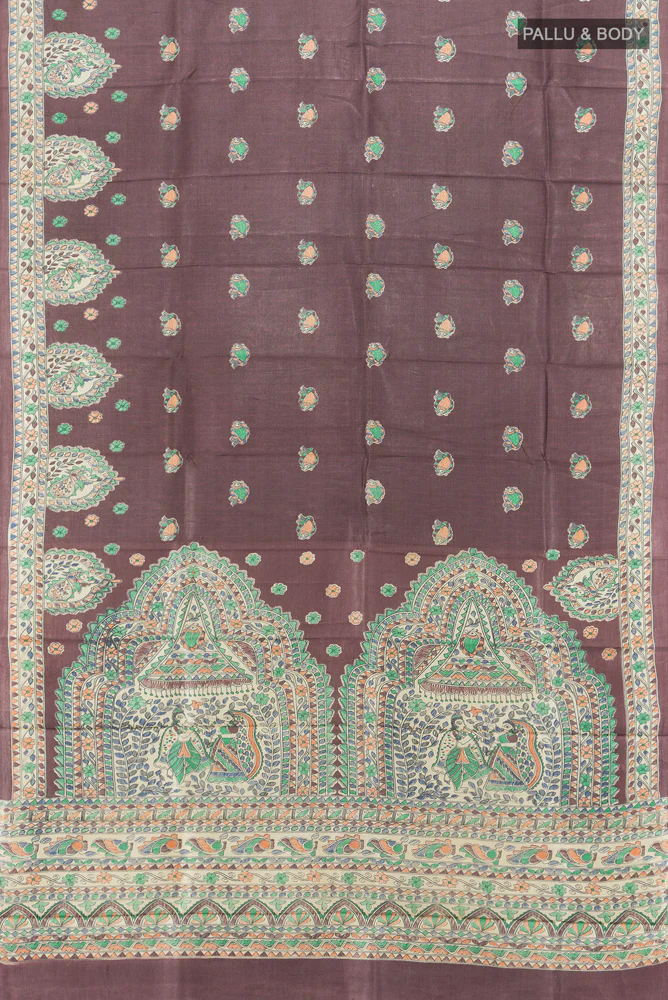 Brown Tussar Silk Saree - Image 5