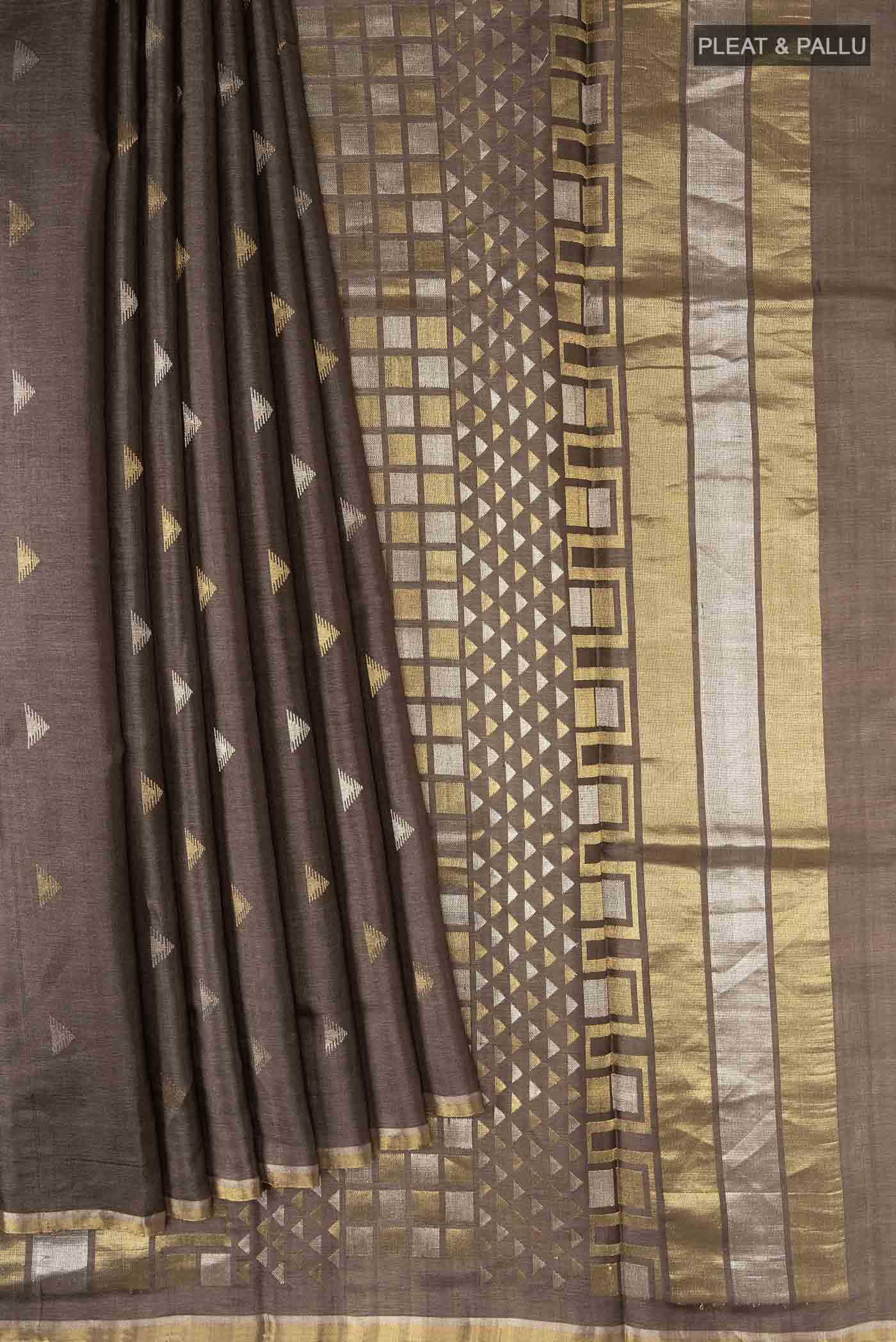 Brown Tussar Silk Saree - Image 2