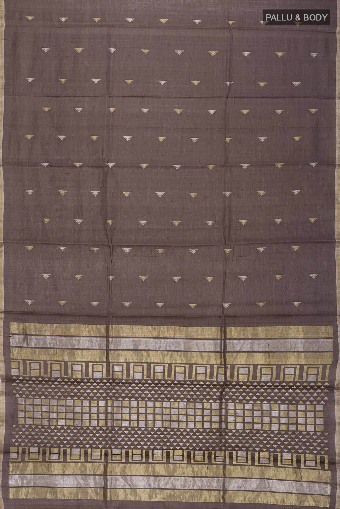 Brown Tussar Silk Saree - Image 4