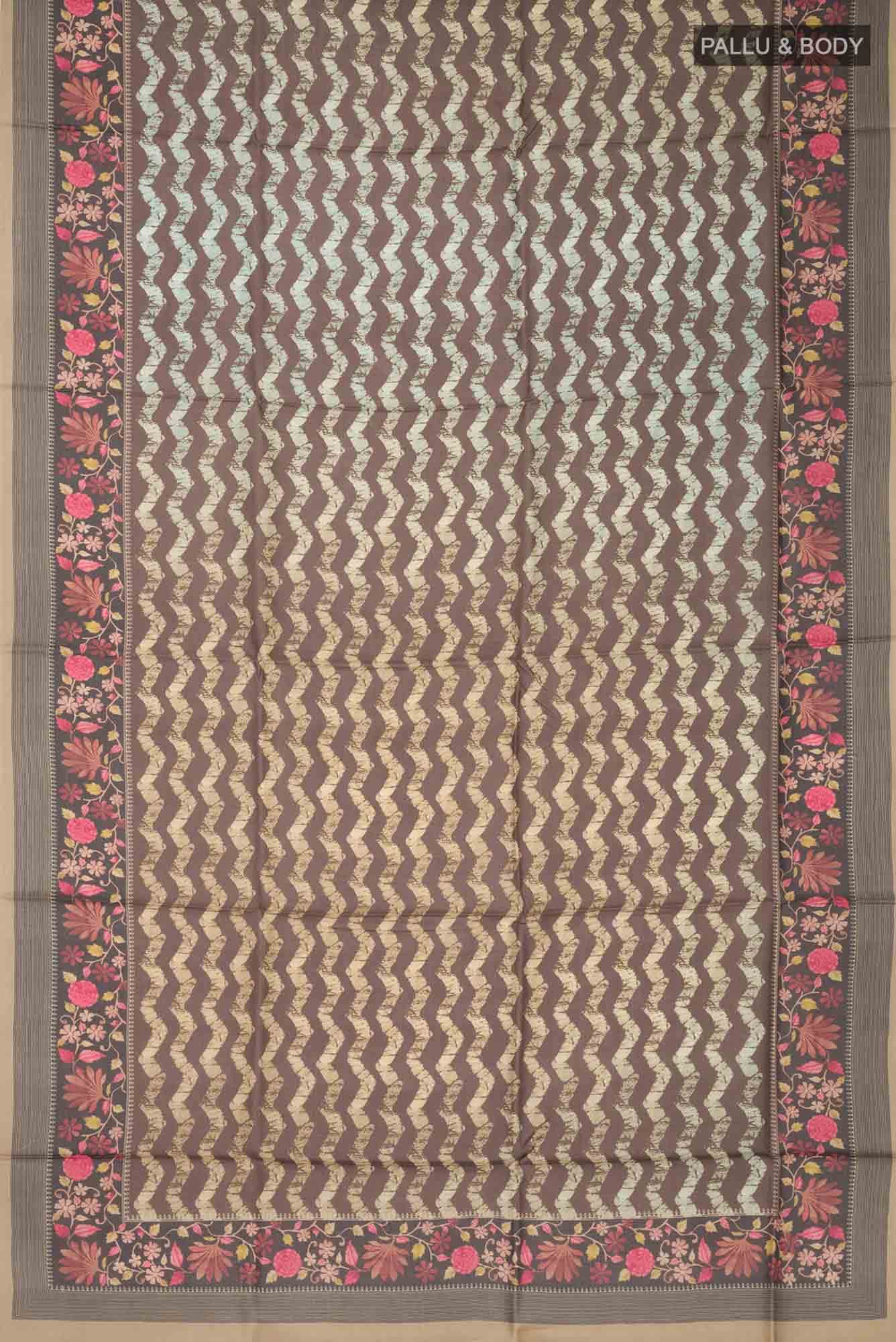 Brown Tussar Silk Saree - Image 3