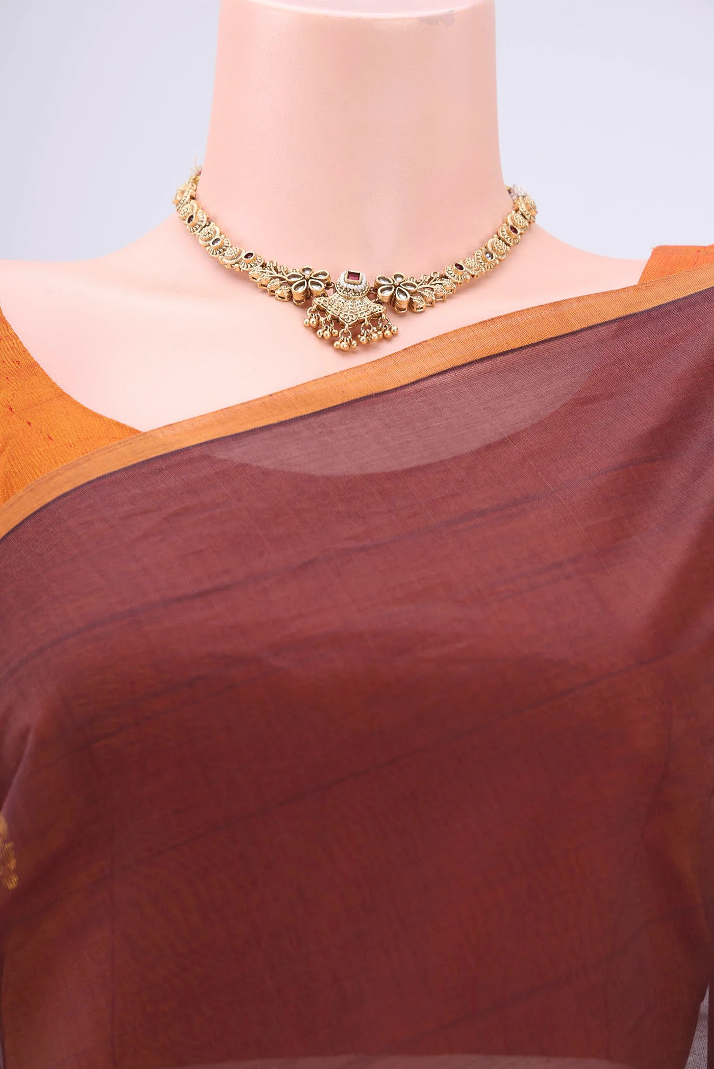 Brown Venkatagiri Cotton Saree - Image 2