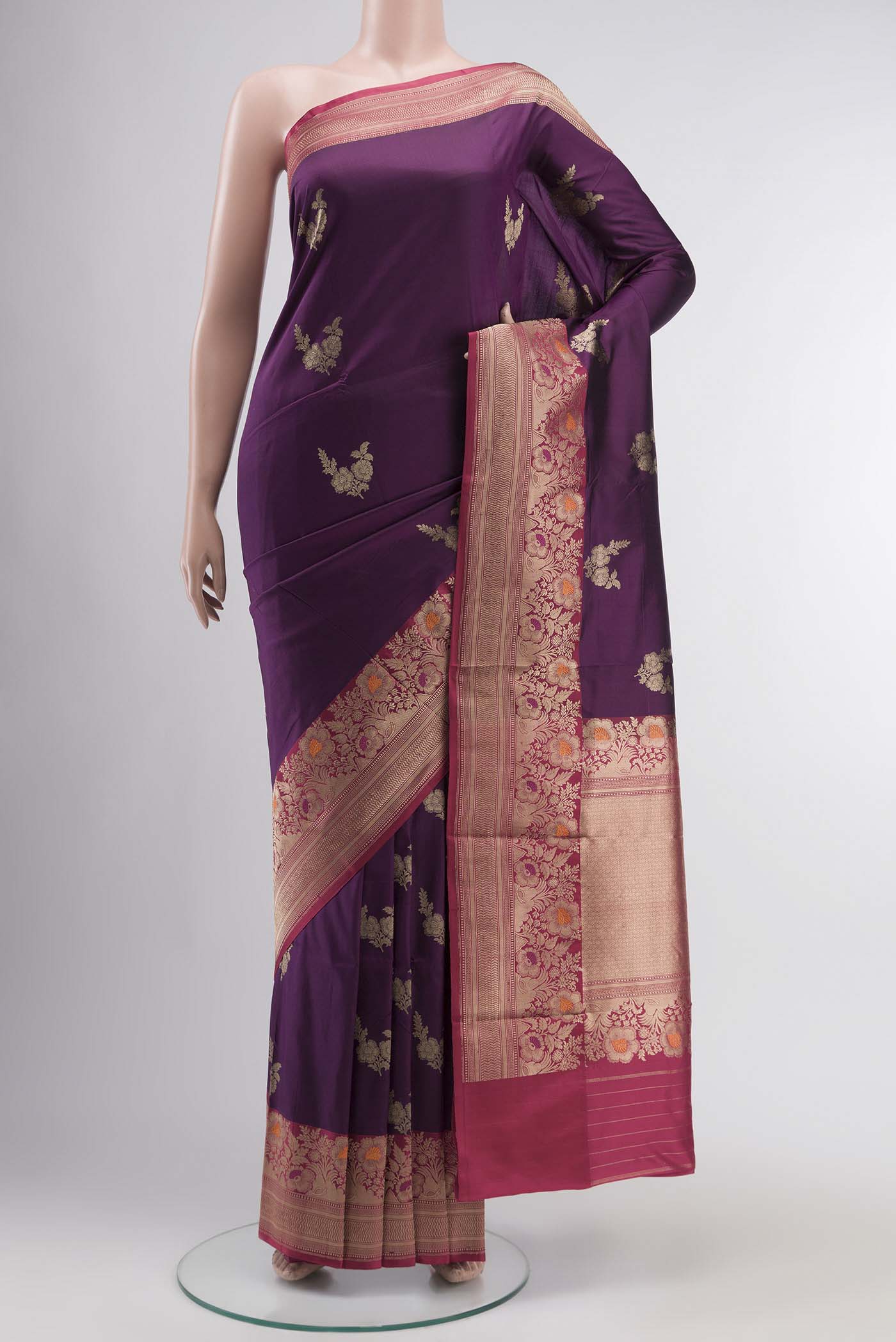Burgundy Banarasi Katan Silk Saree