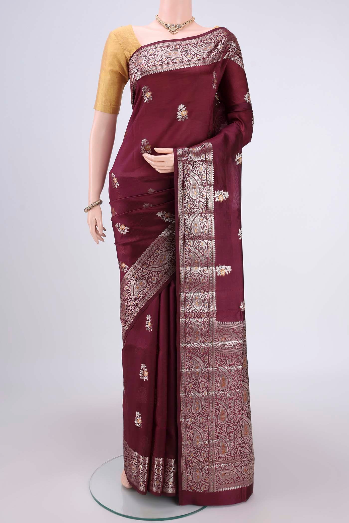 Coffee Brown Banarasi Raw Silk Saree