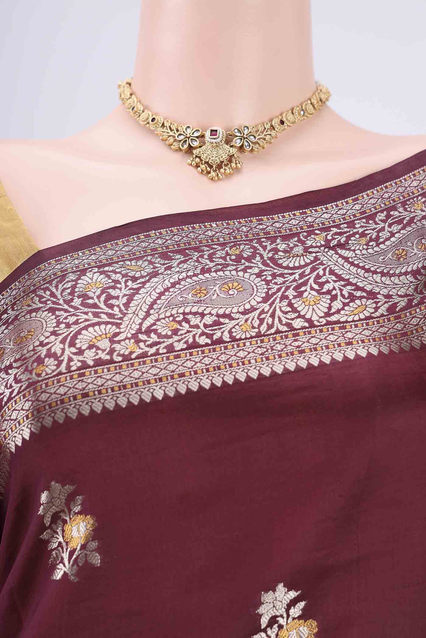 Coffee Brown Banarasi Raw Silk Saree - Image 2