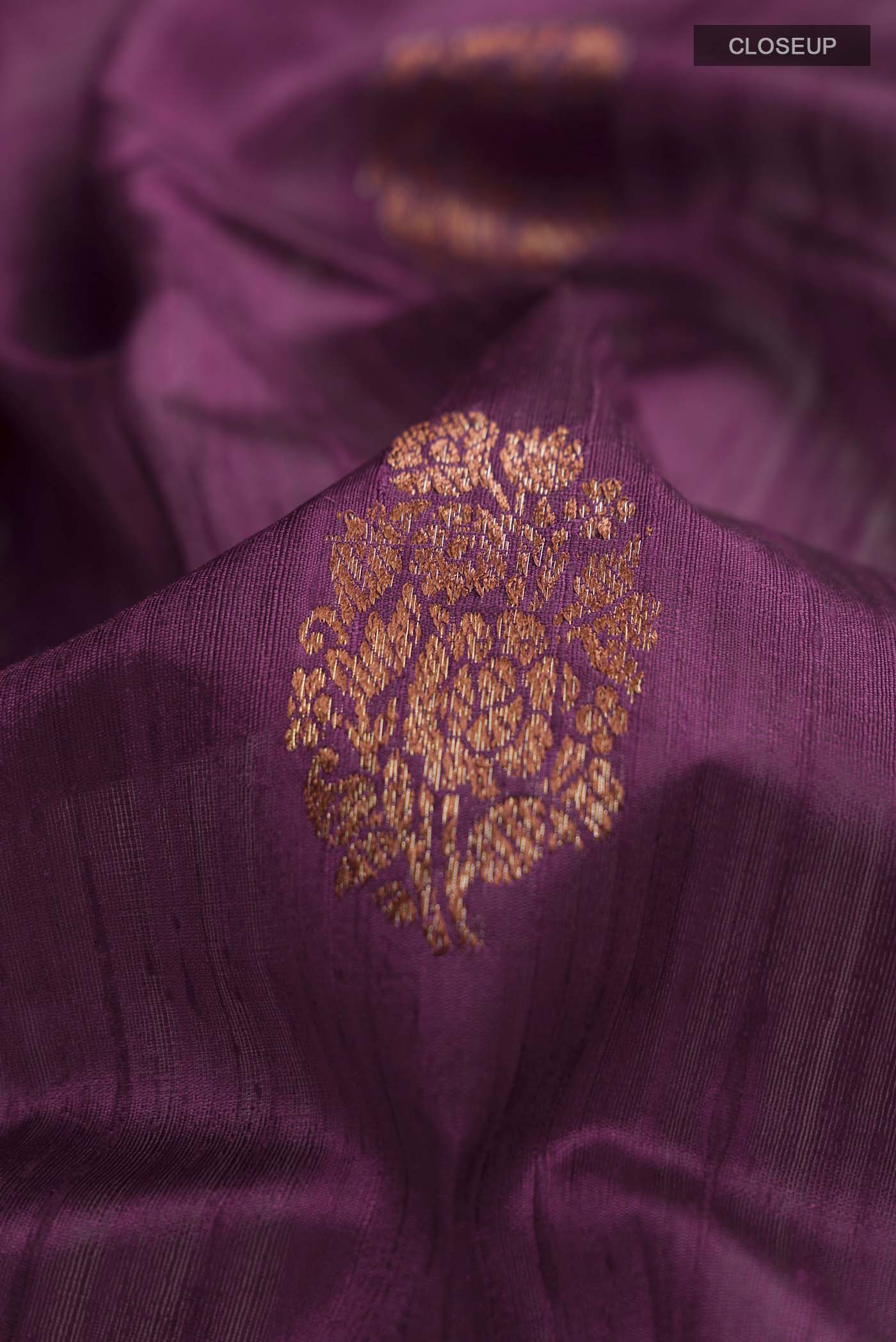 Burgundy Banarasi Tussar Silk Saree - Image 2