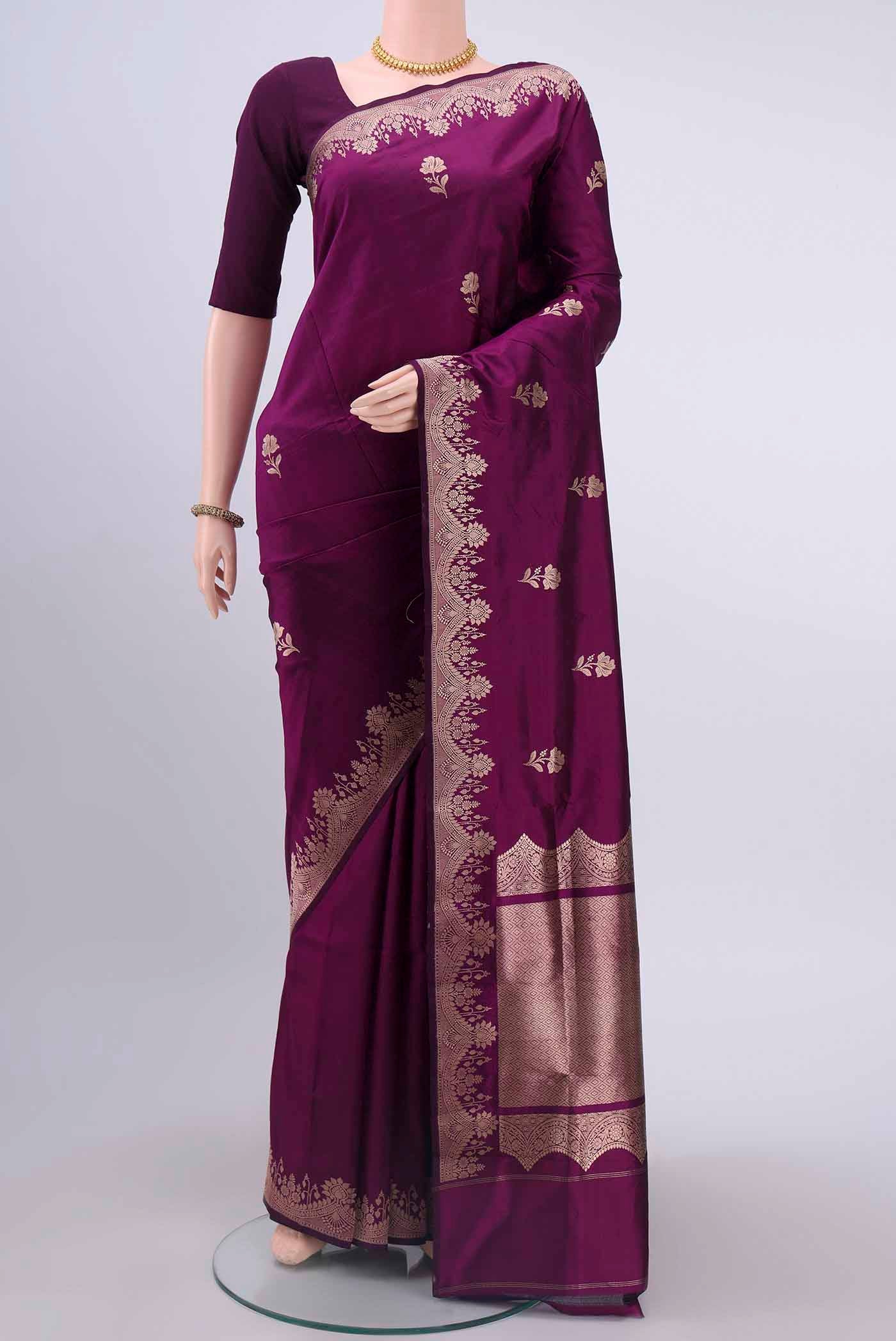 Purple Banarasi Katan Silk Saree