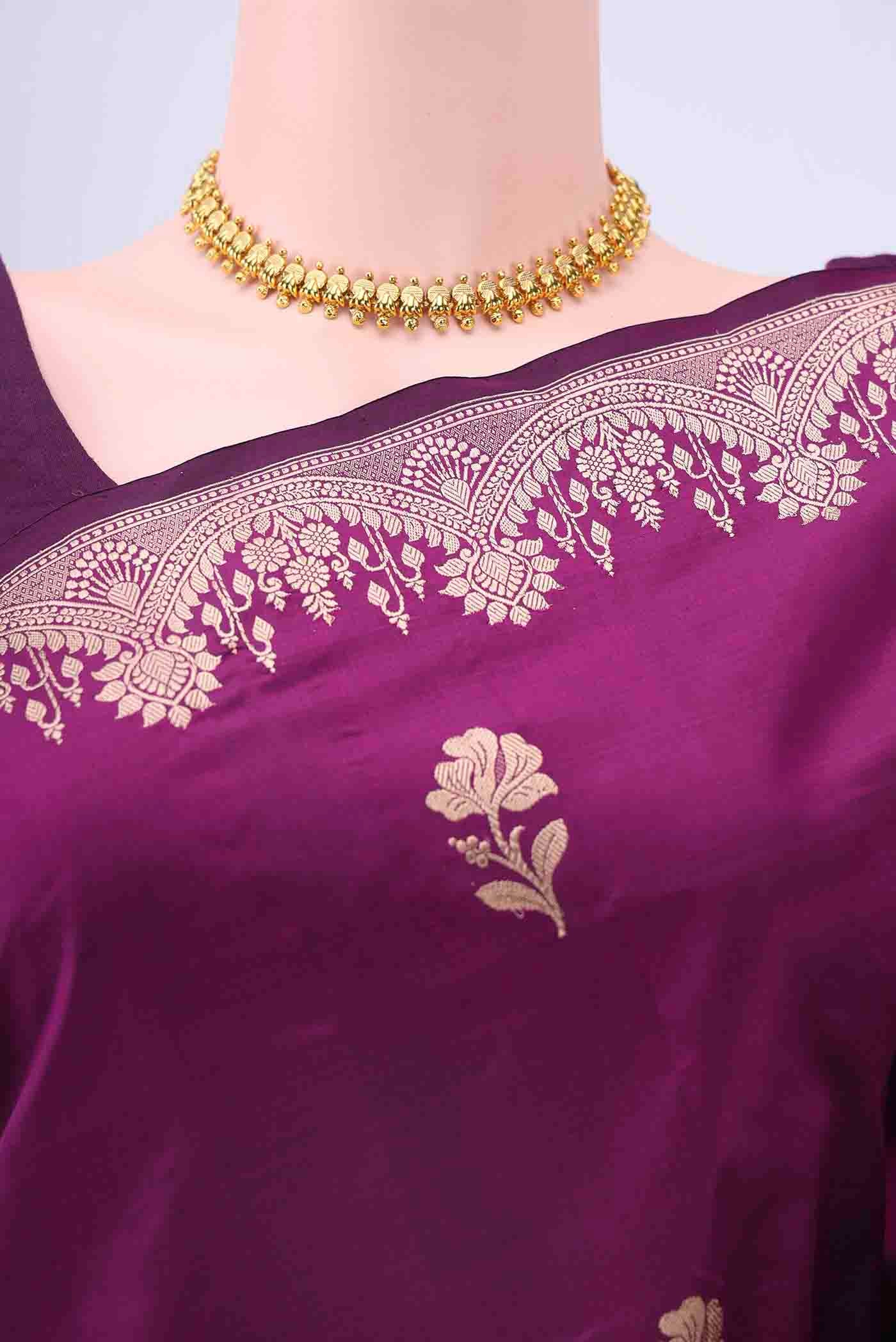 Purple Banarasi Katan Silk Saree - Image 2