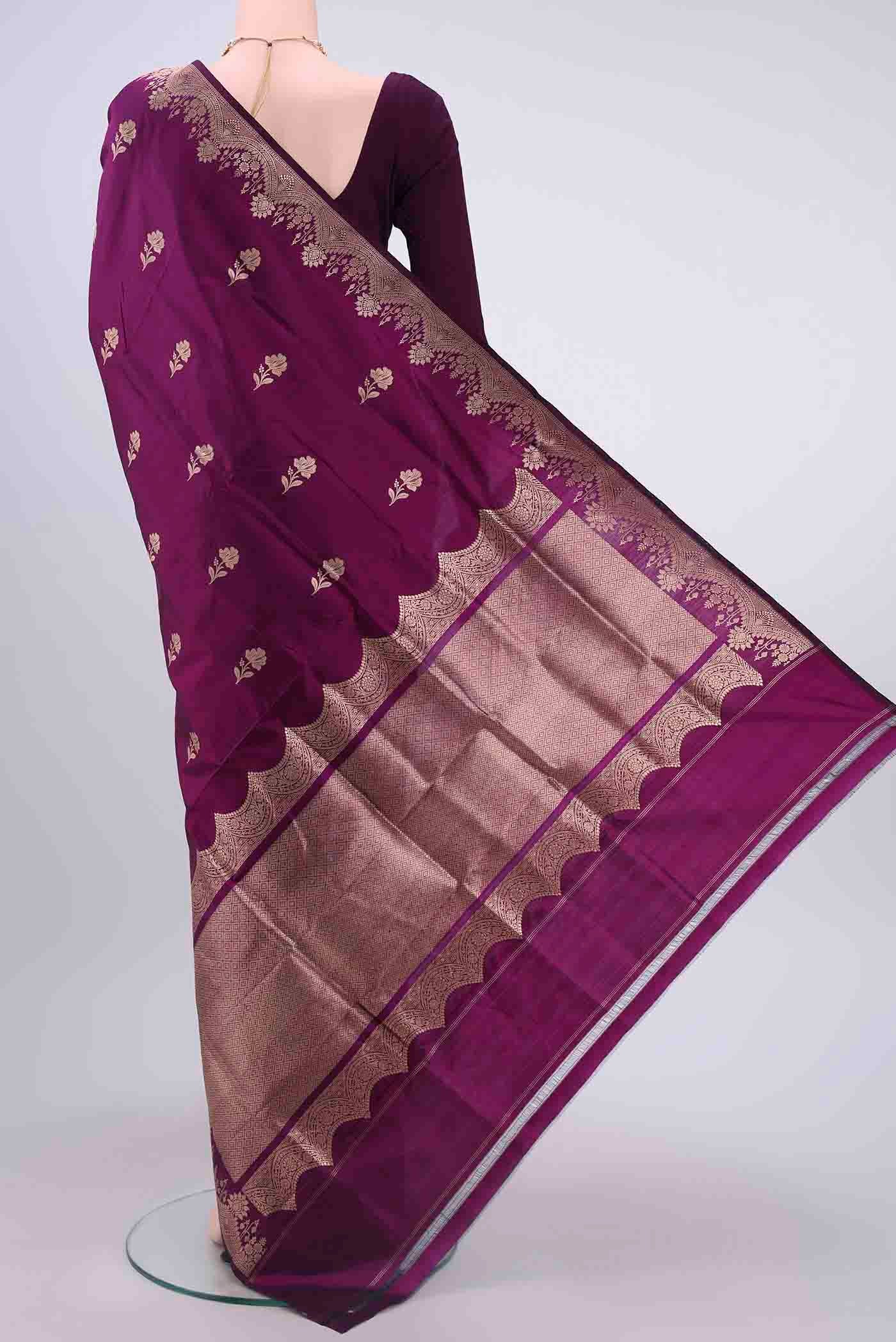 Purple Banarasi Katan Silk Saree - Image 3