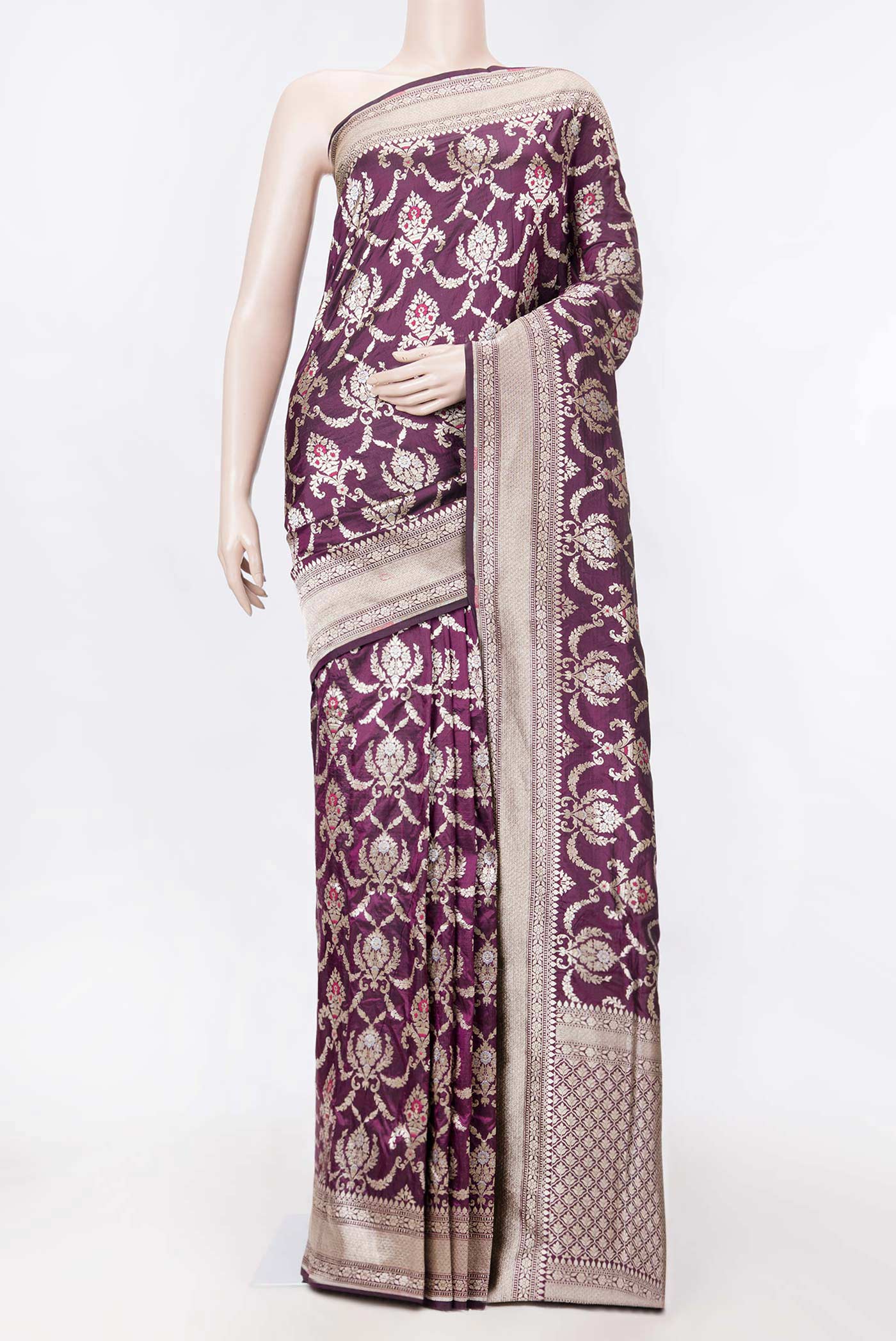 Burgundy Dual Tone Banarasi Silk Saree