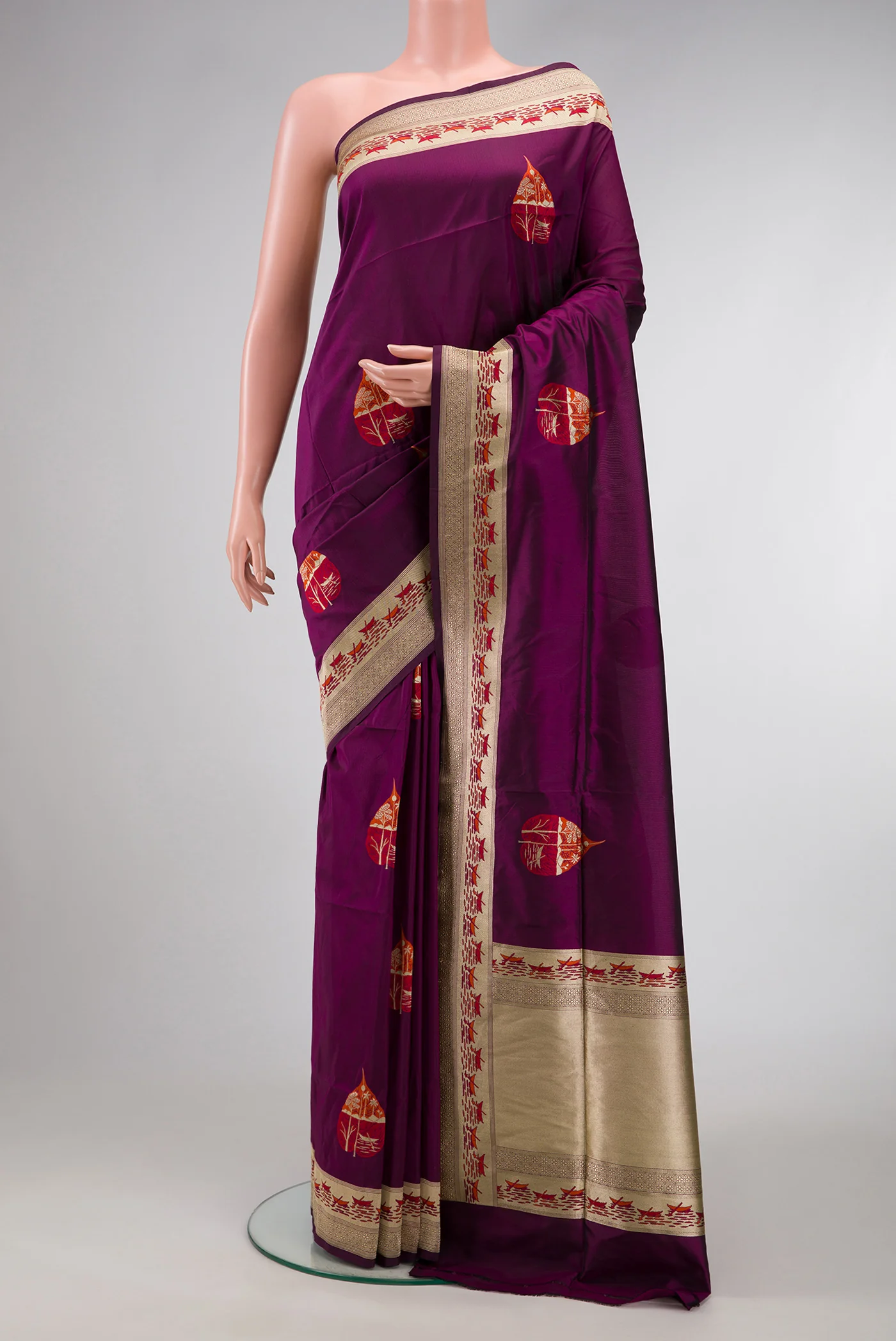Purple Banarasi Silk Saree - Image 2