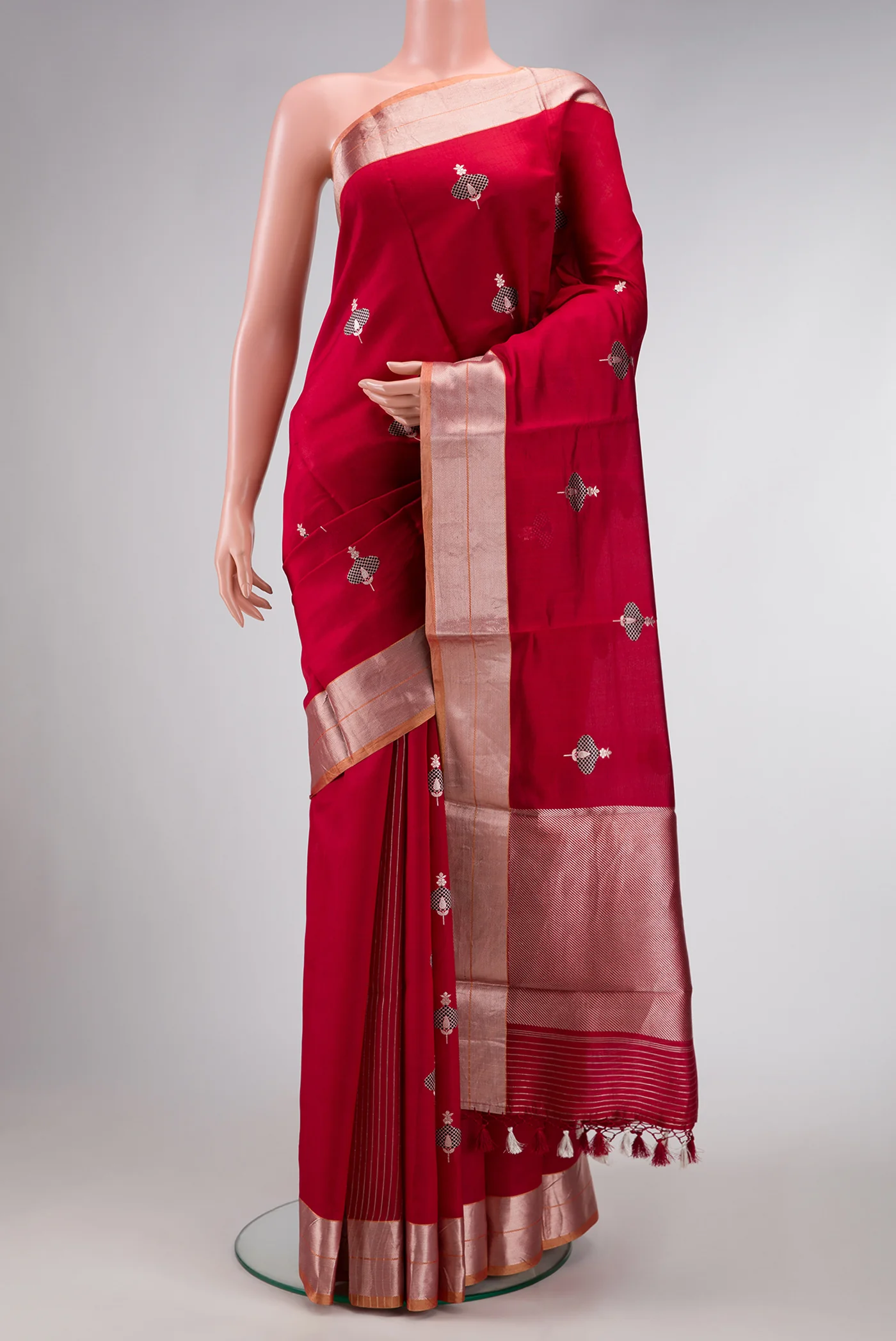Deep Red Banarasi Silk Saree
