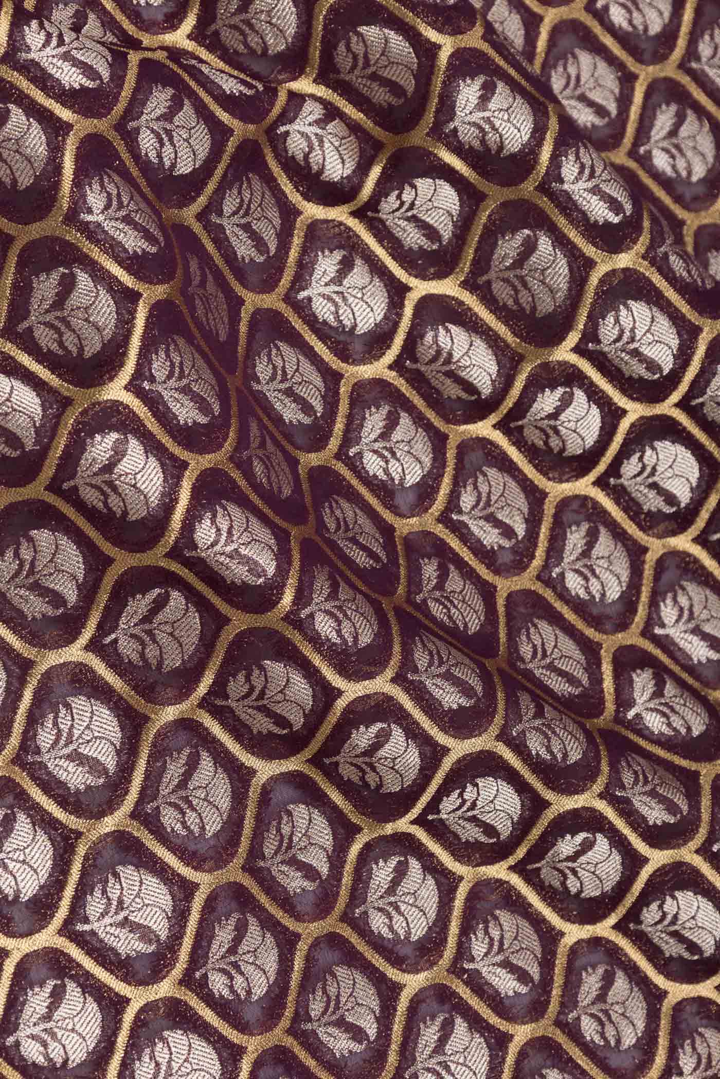 Burgundy Dual Tone Banarasi Silk Saree - Image 2