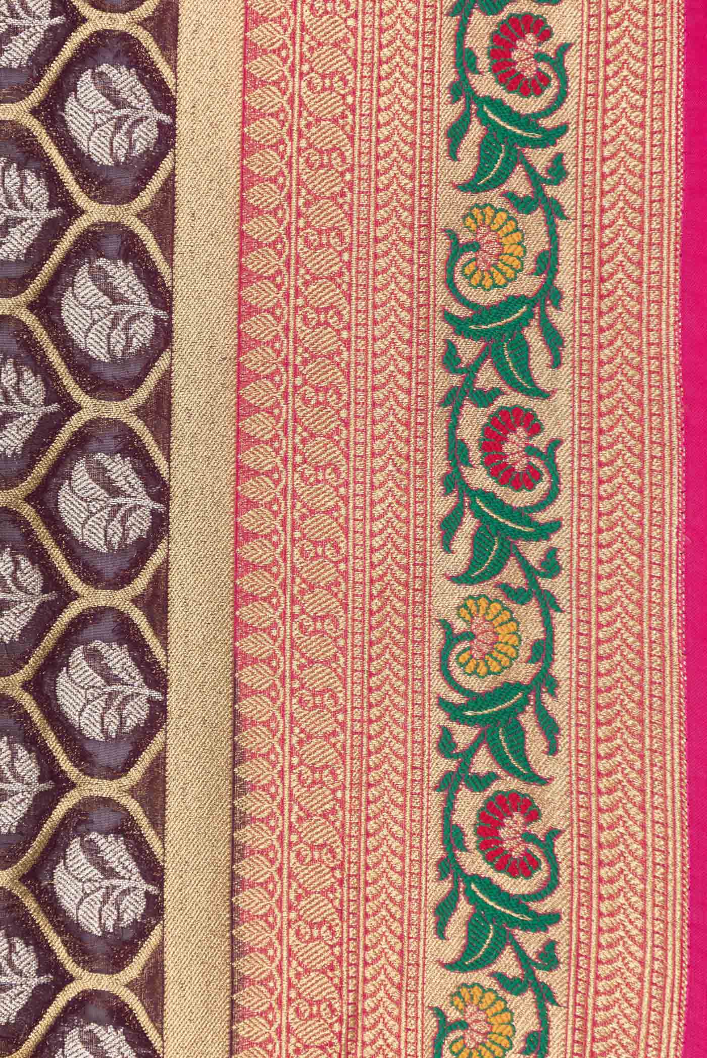 Burgundy Dual Tone Banarasi Silk Saree - Image 3