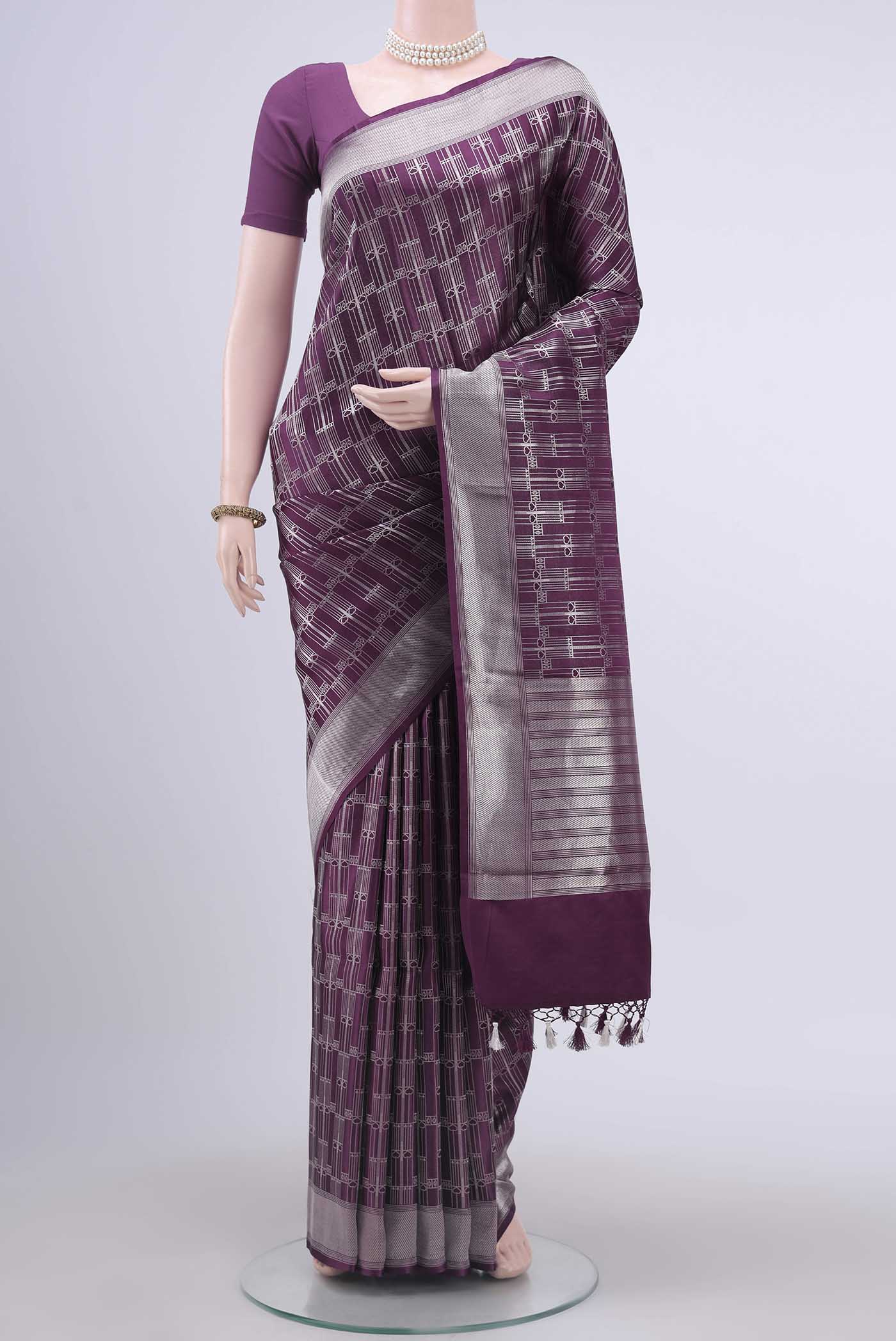 Burgundy Dual Tone Banarasi Silk Saree