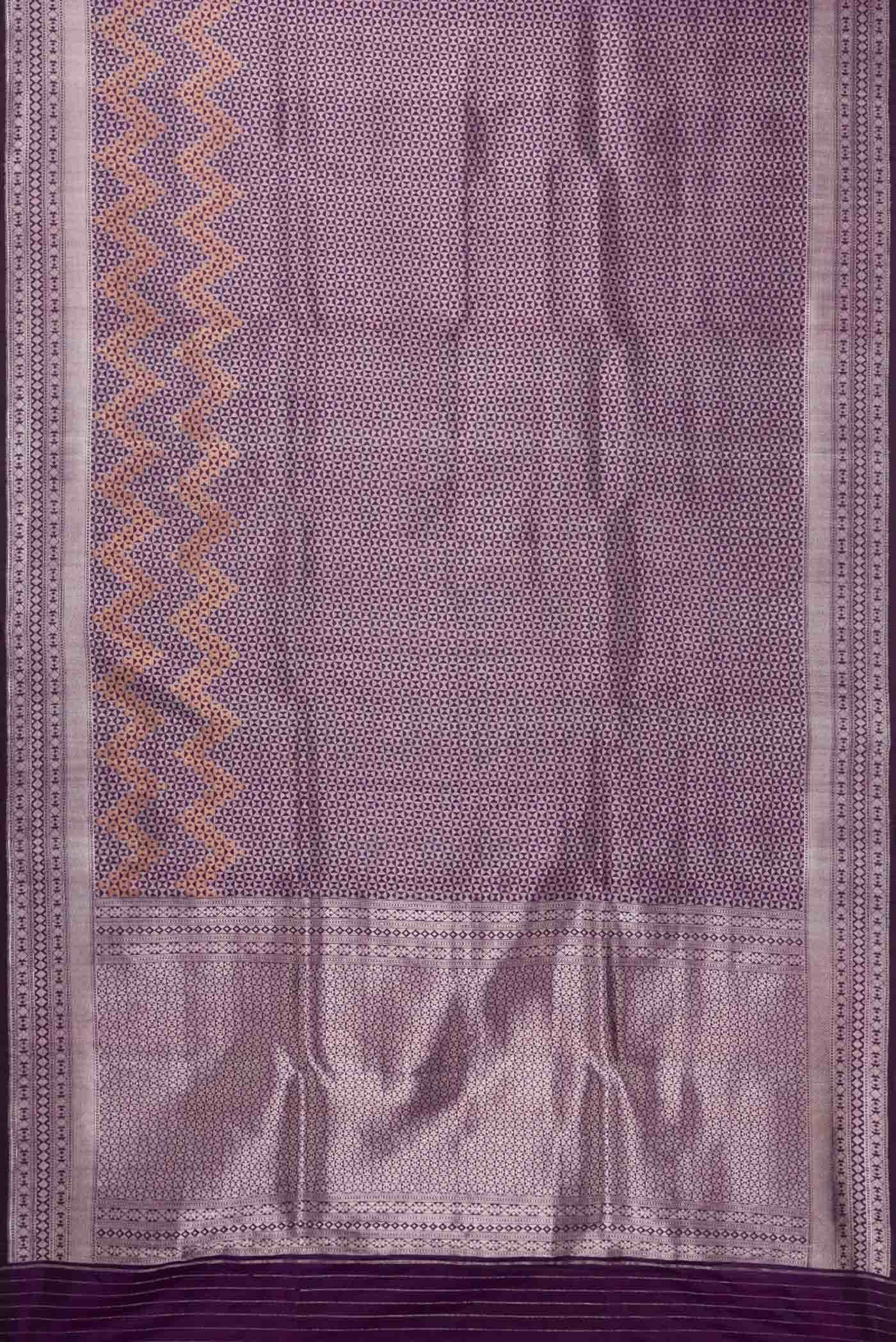 Burgundy Dual Tone Banarasi Silk Saree - Image 4