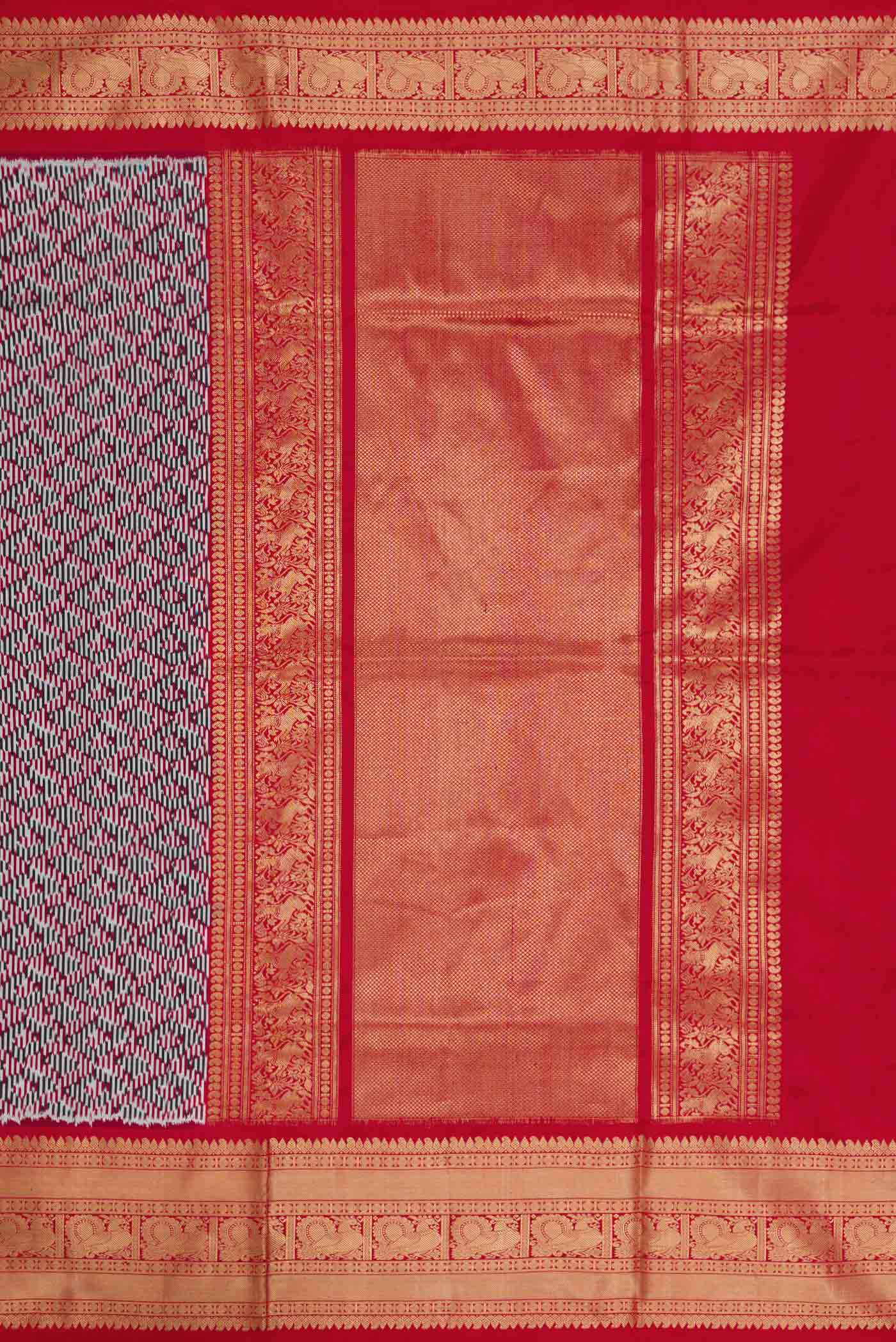 Burgundy Dual Tone Double Ikat Saree - Image 7