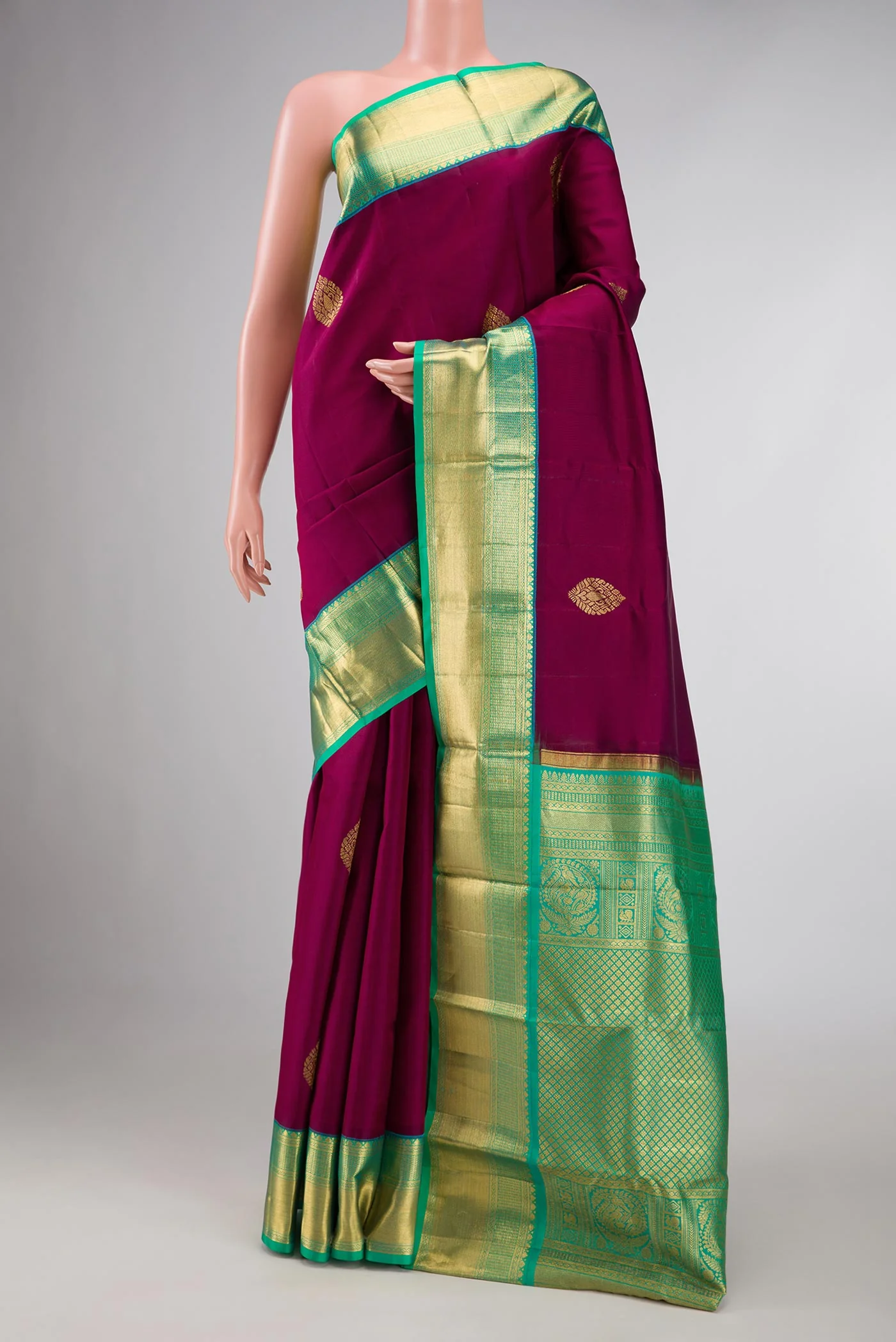 Burgundy Dual Tone Kanjivaram Silk Saree