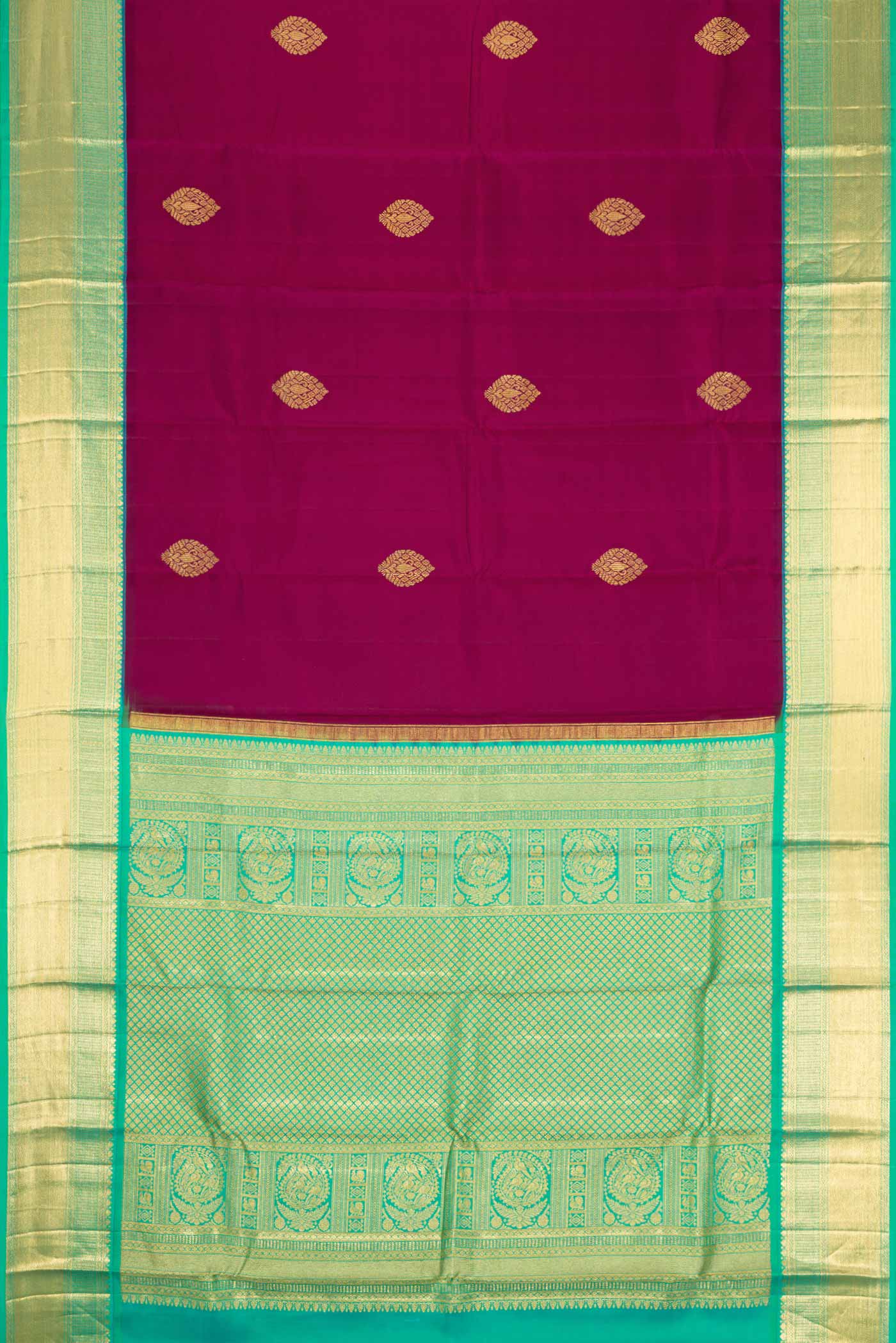 Burgundy Dual Tone Kanjivaram Silk Saree - Image 6