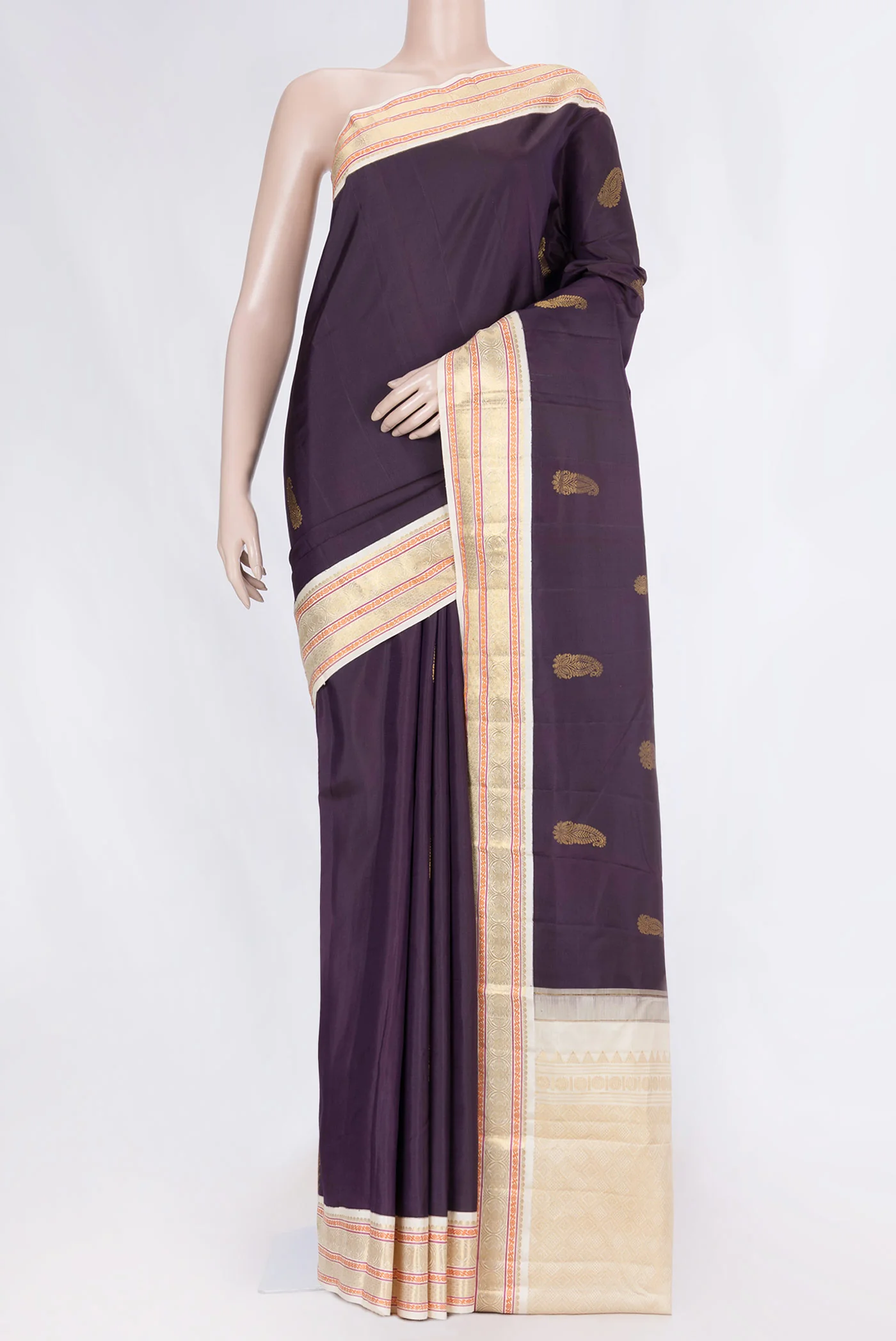 Burgundy Dual Tone Kanjivaram Silk Saree