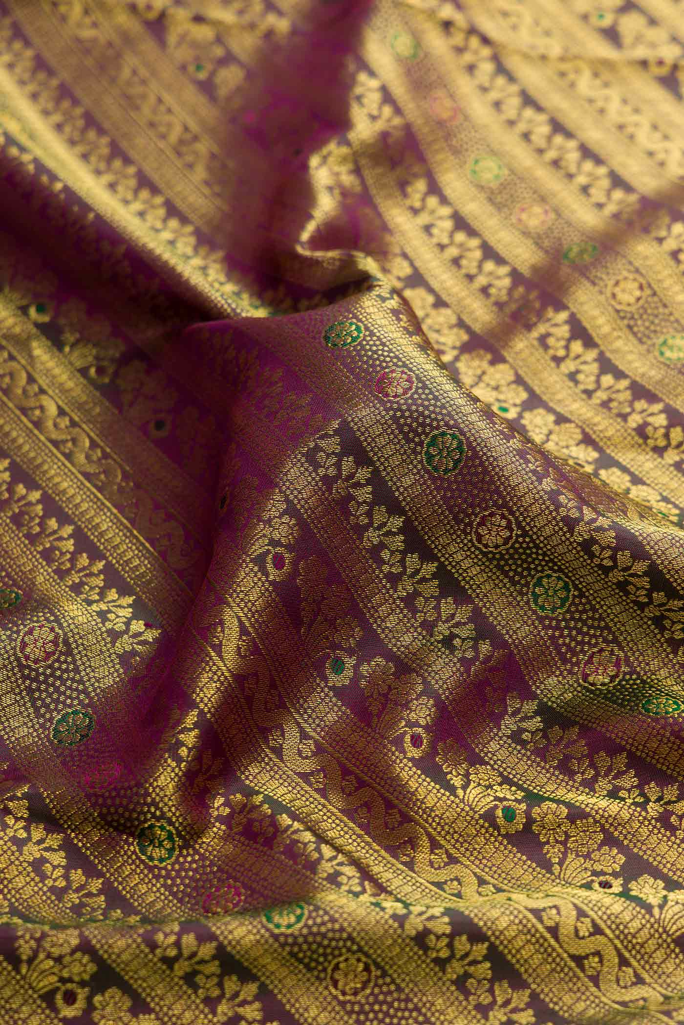 Burgundy Dual Tone Kanchipuram Silk Saree - Image 2