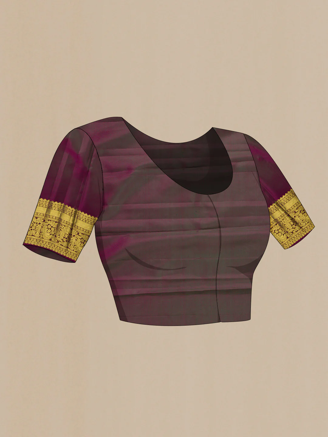 Burgundy Dual Tone Kanchipuram Silk Saree - Image 5