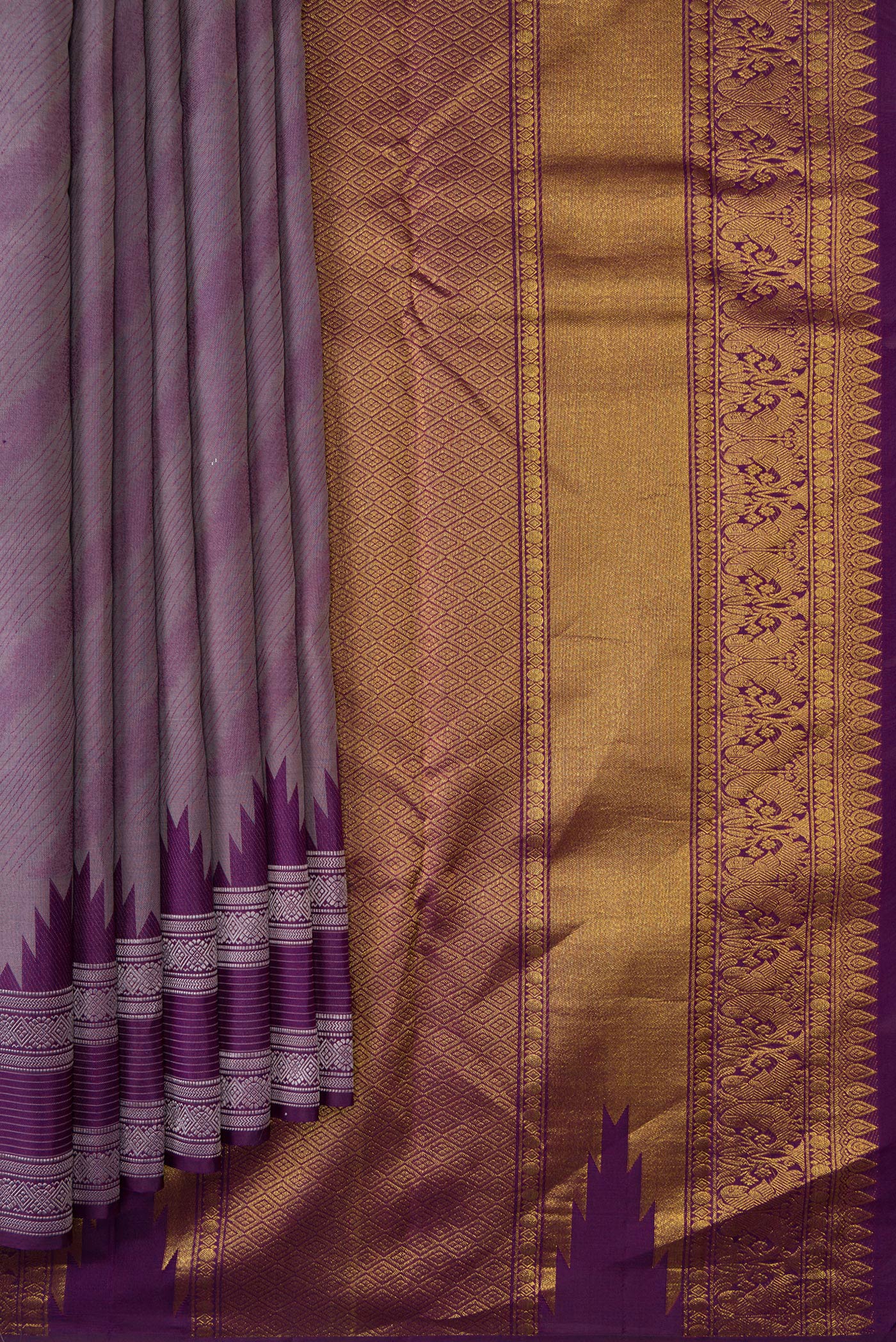 Violet Kanchipuram Silk Saree - Image 4