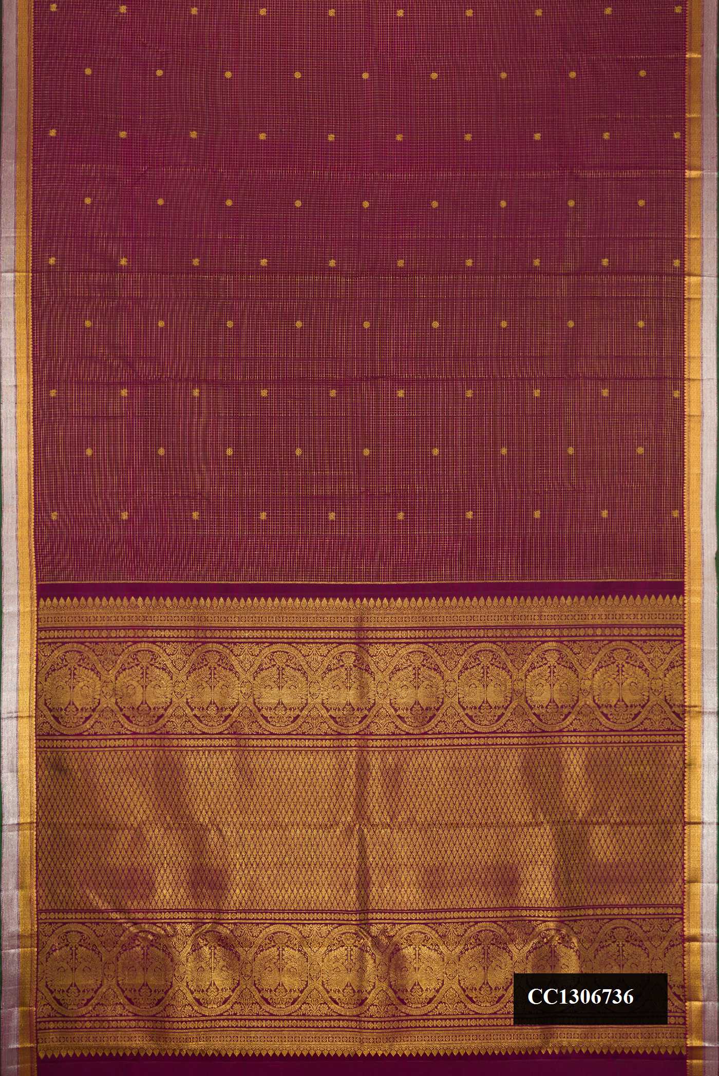Burgundy Dual Tone Kanchipuram Silk Saree
