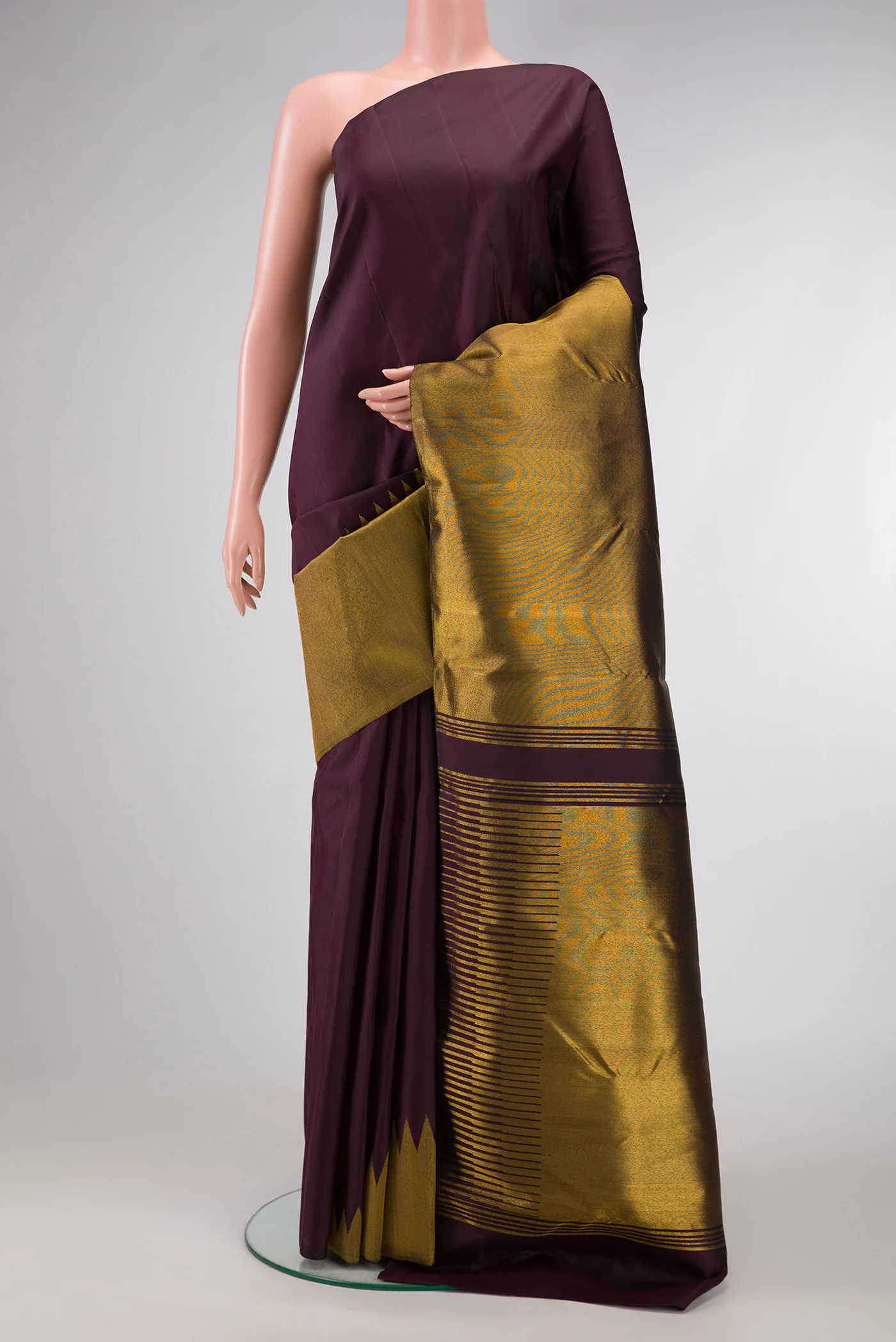 Burgundy Kanjivaram Silk Saree