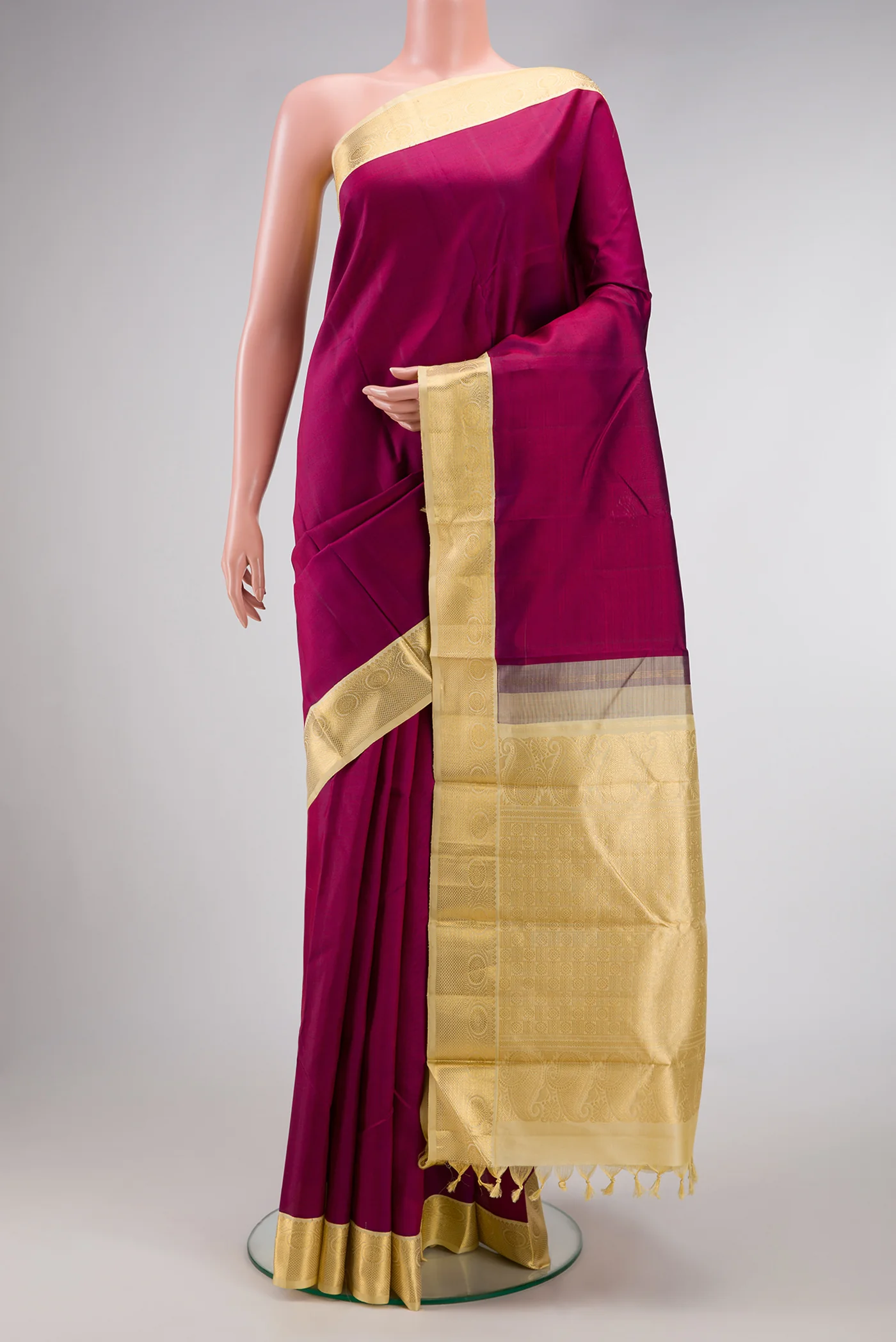 Burgundy Kanjivaram Silk Saree