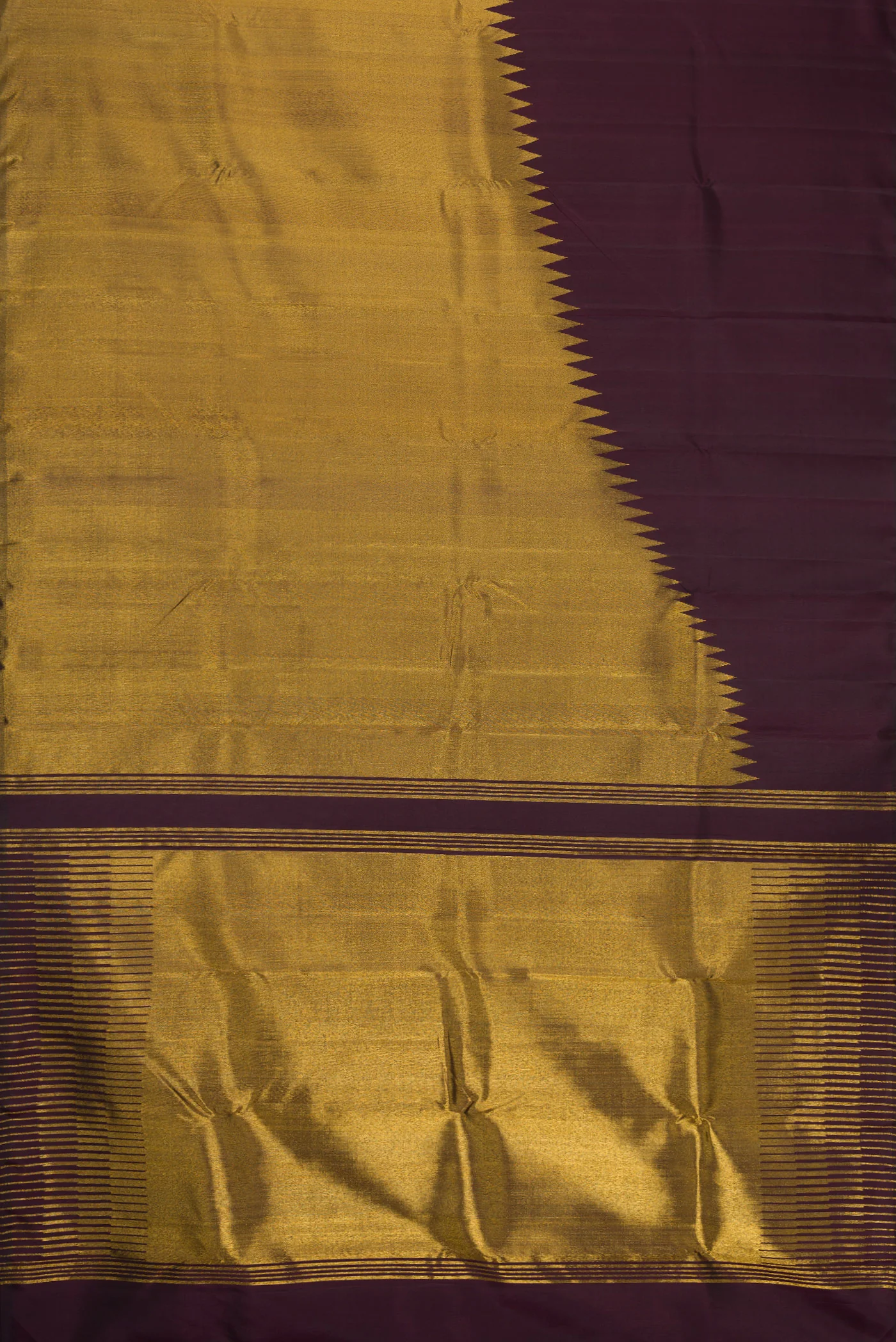 Burgundy Kanjivaram Silk Saree - Image 6