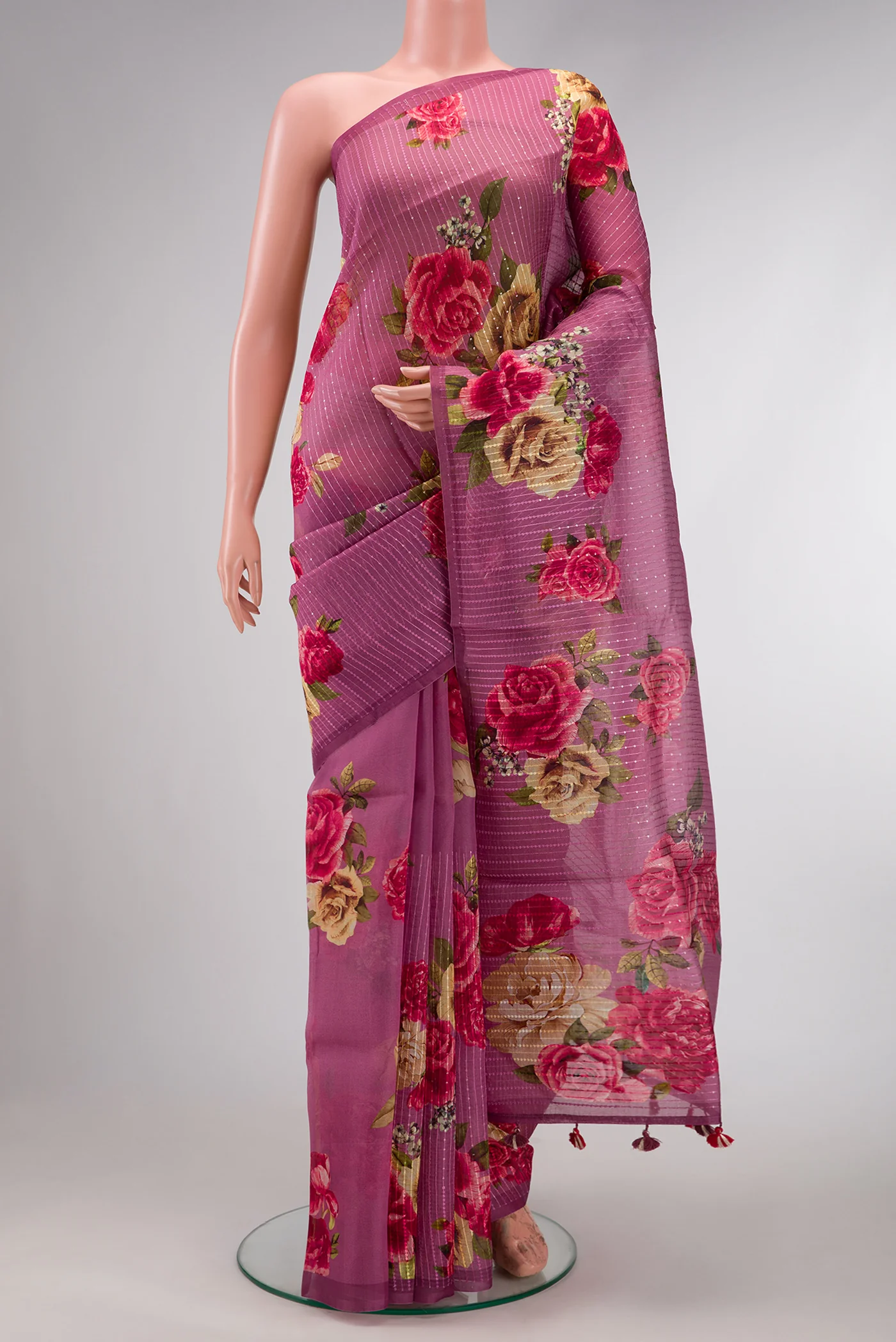 Purple Organza Silk Saree