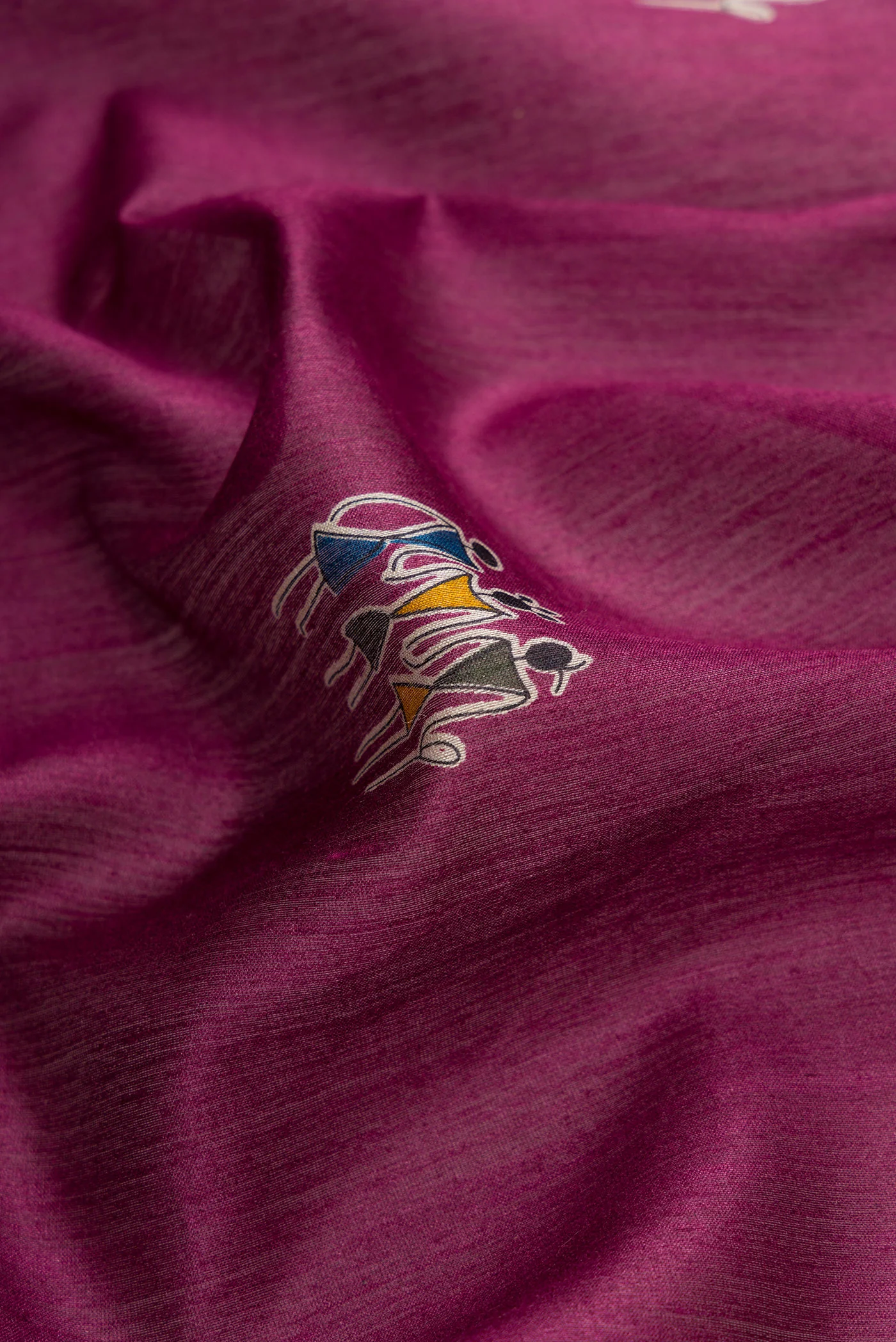 Magenta Tussar Silk Saree - Image 2